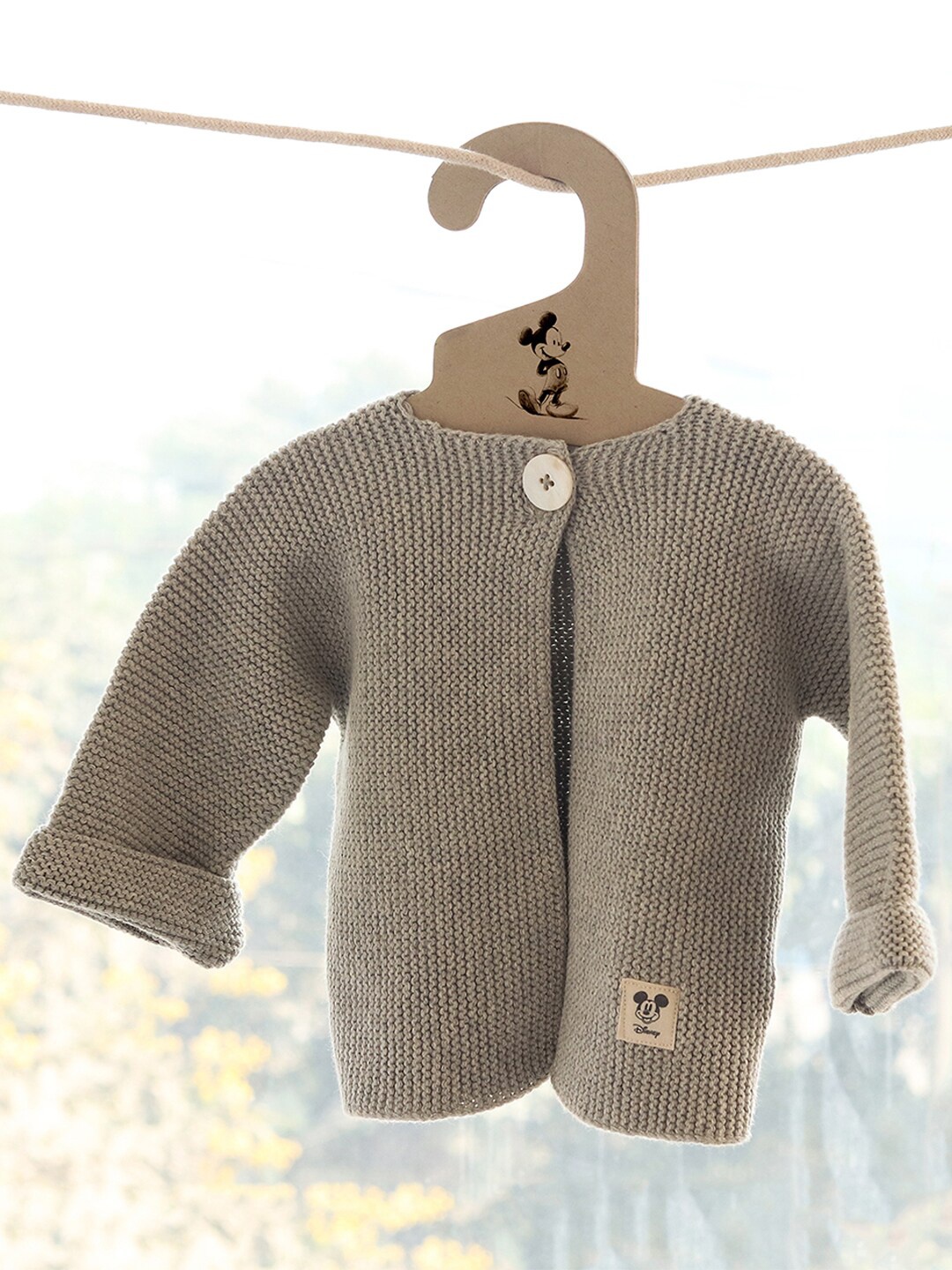 

Pluchi Infants Kids Self Design Pure Cotton Cardigan Sweater, Grey melange