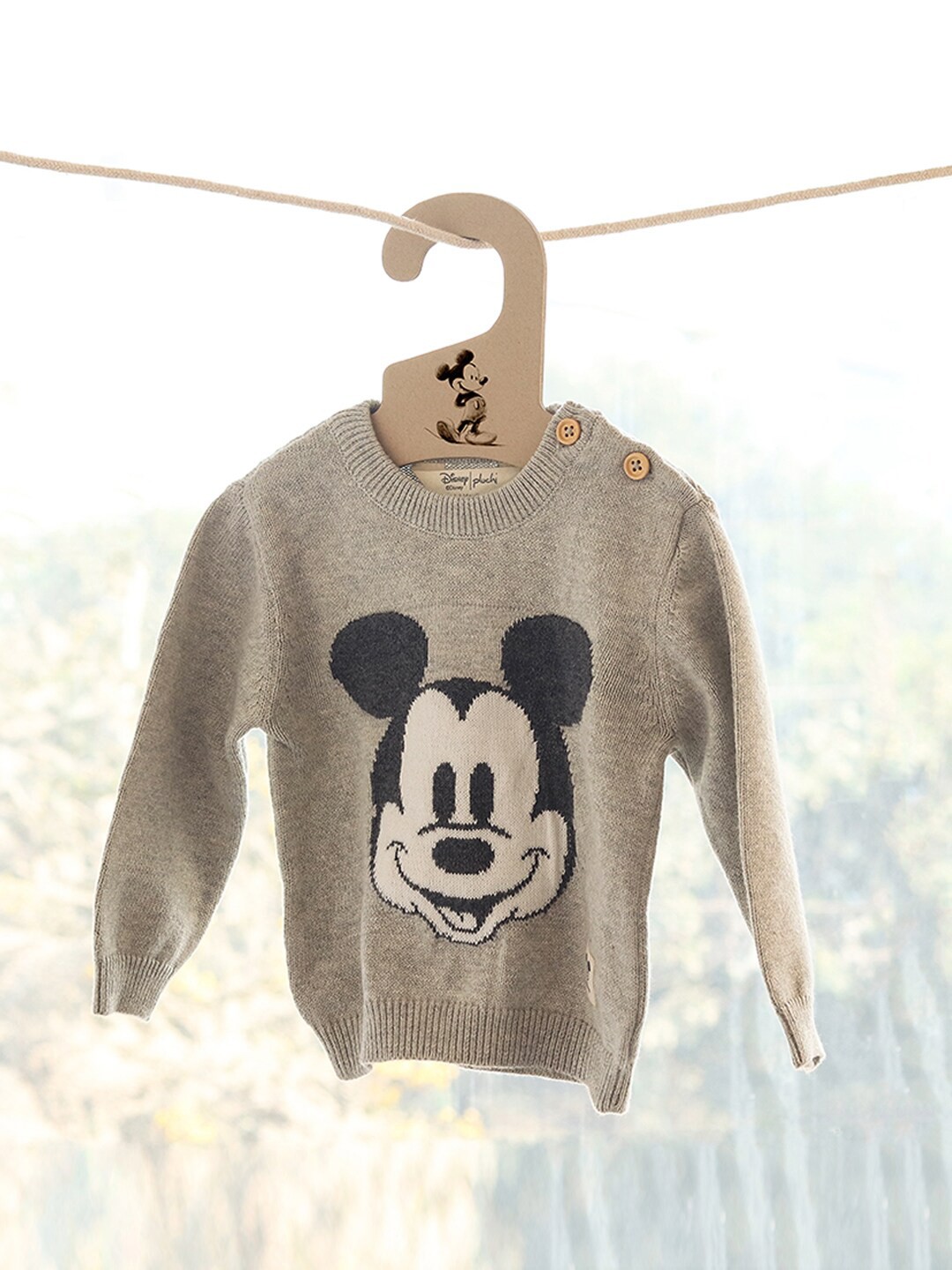 

Pluchi Infants Kids Mickey Mouse Printed Pure Cotton Pullover Sweater, Grey