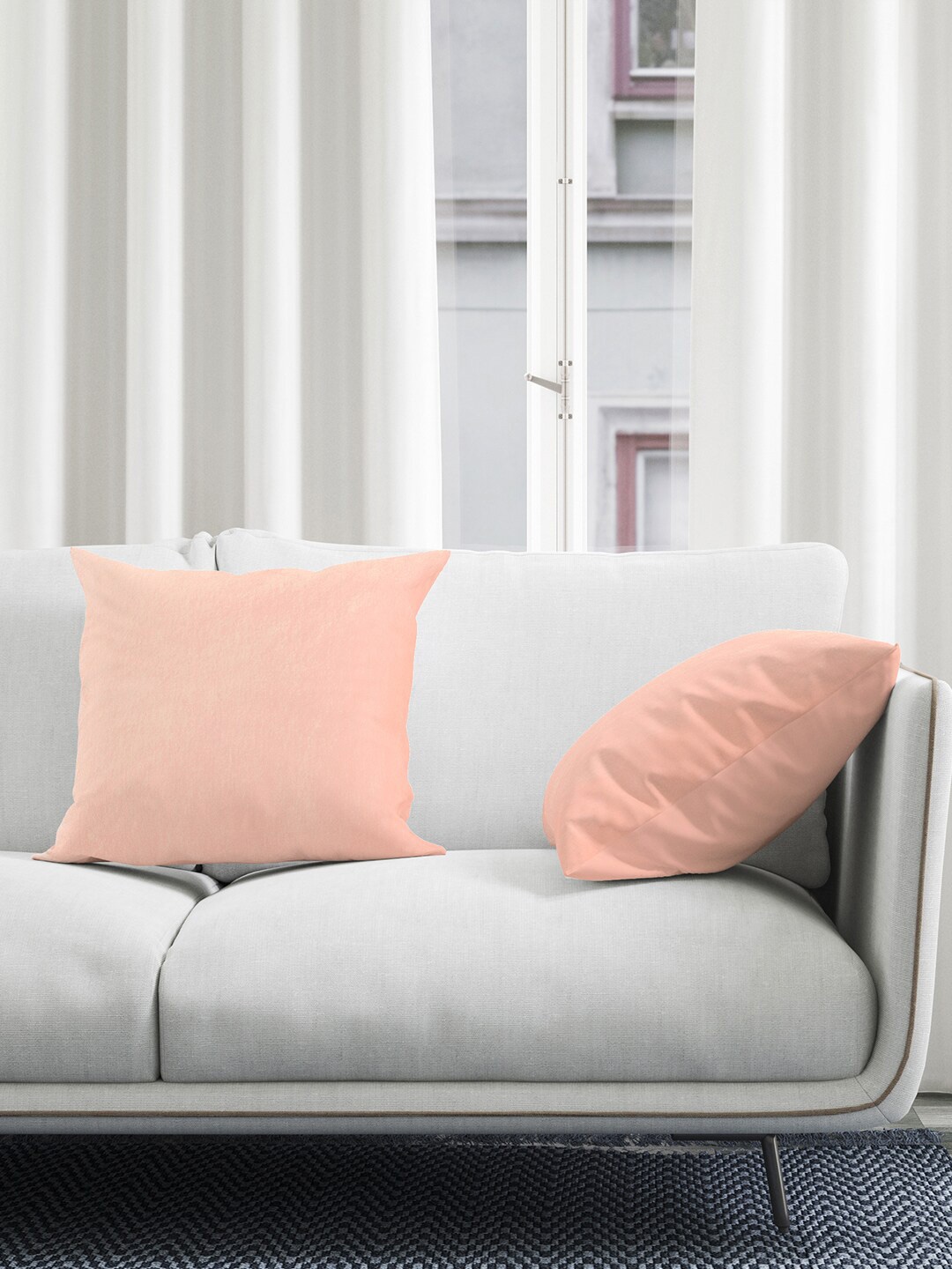 

Encasa Homes Pink Cotton Square Cushion Cover