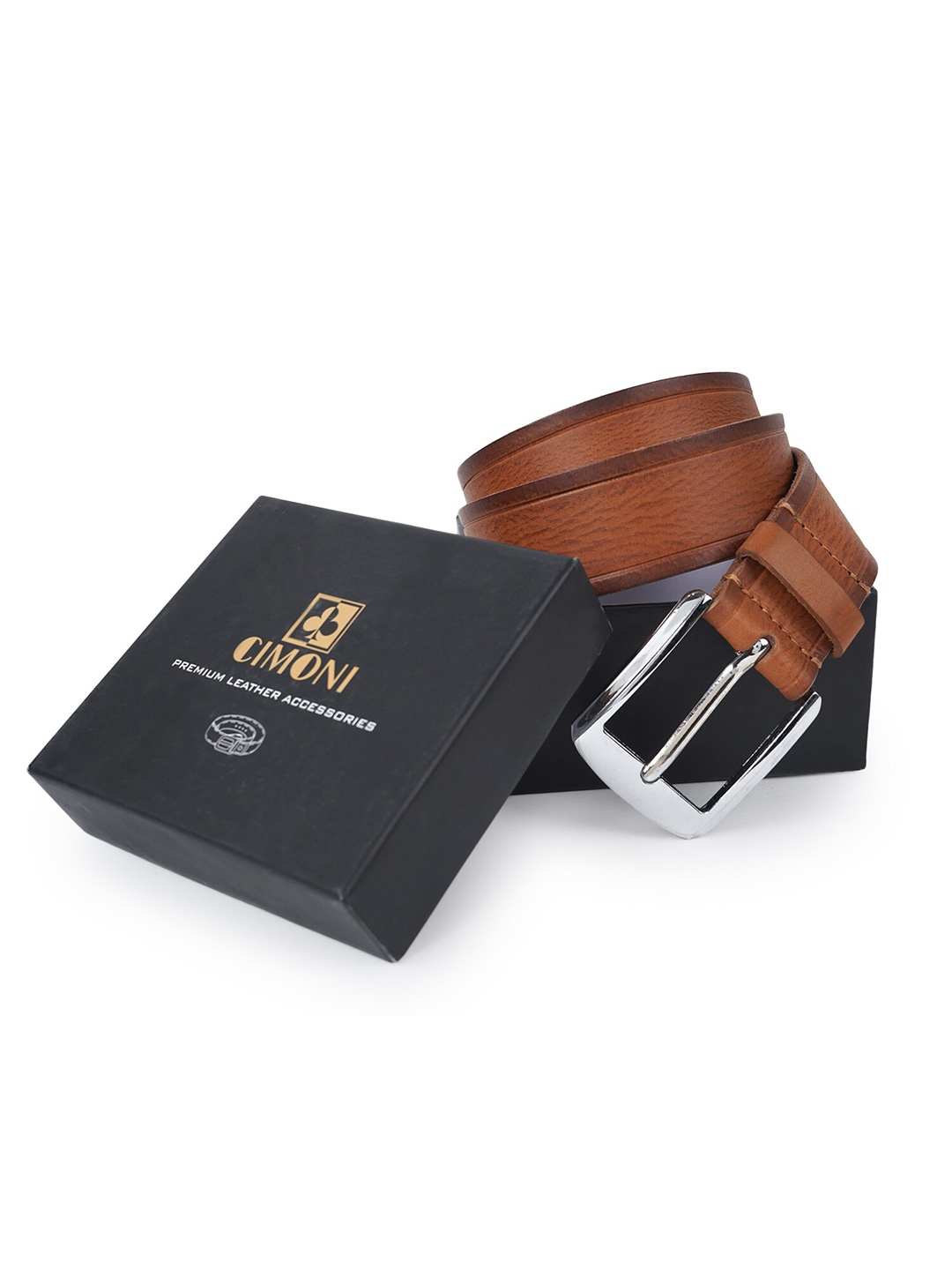 

CIMONI Men Textured Leather Belt, Tan