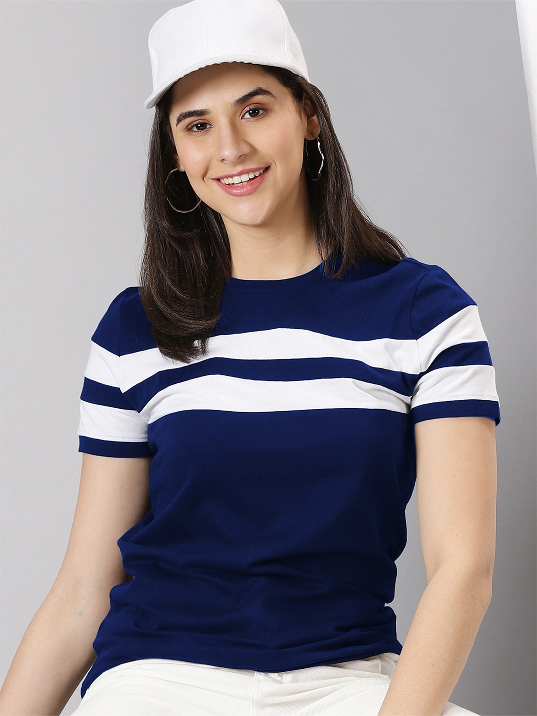 

AUSK Striped Round Neck T-shirt, Blue
