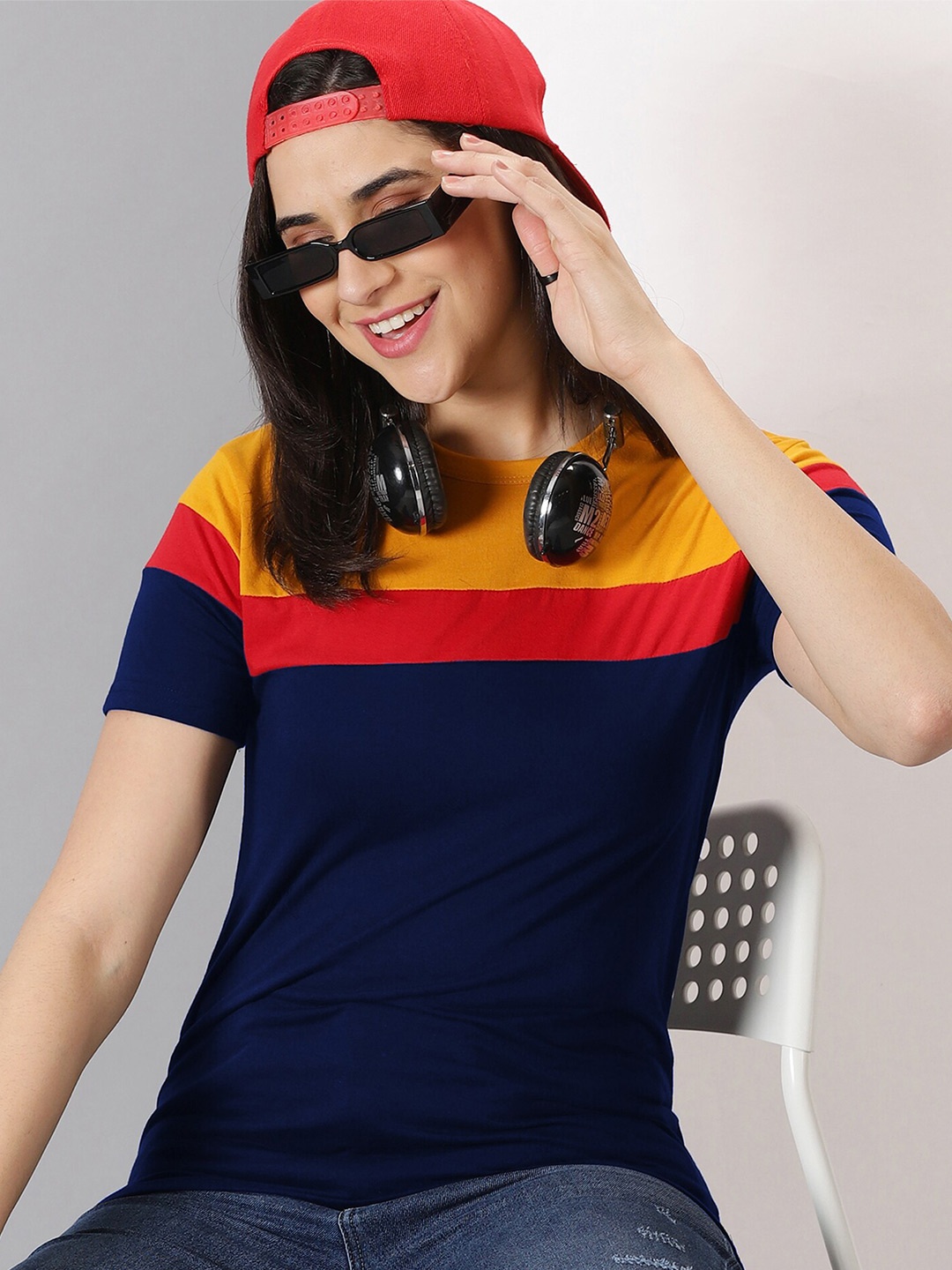 

AUSK Colourblocked Round Neck T-shirt, Mustard