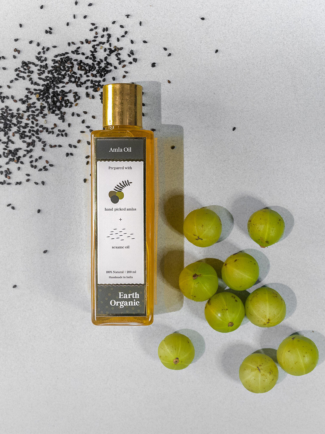 

Earth Organic Set Of 2 Ayurvedic & Organic Amla Hair Oil For Damage Hair - 200ml &100ml, Brown