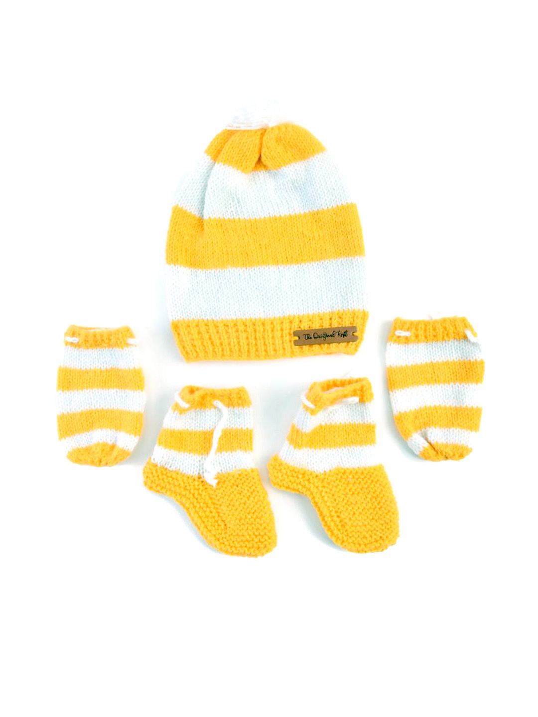 

The Original Knit Infants Printed Acrylic Beanie With Socks & Mittens, Yellow