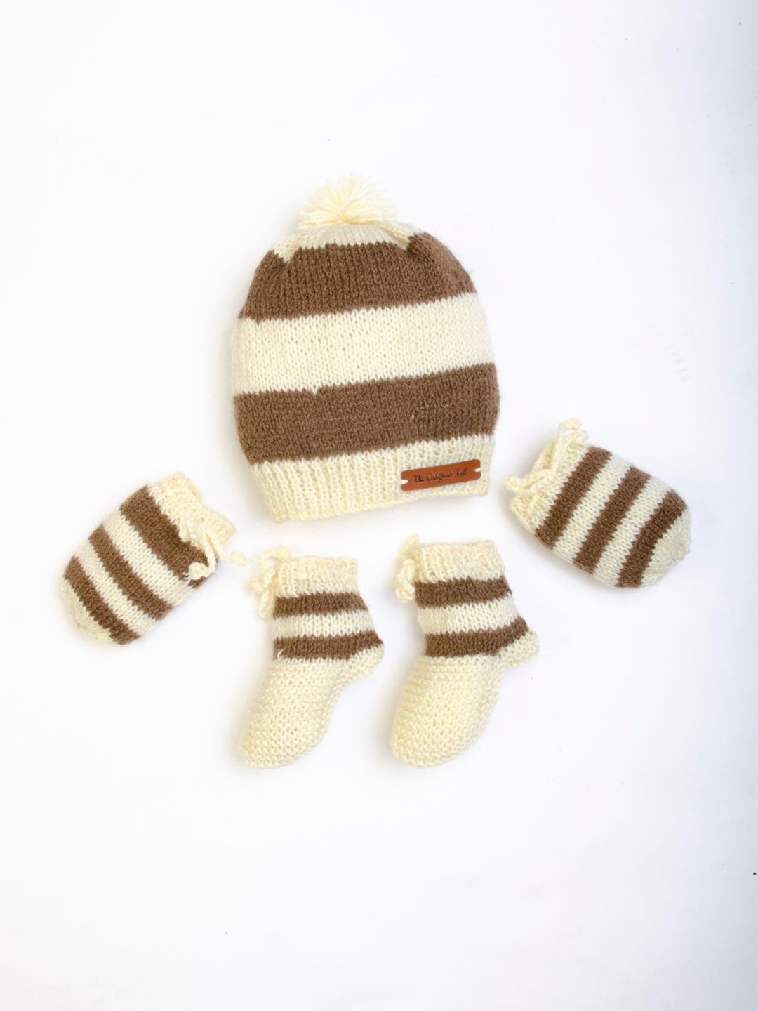 

The Original Knit Kids Acrylic Knitted Beanie With Socks & Mittens, Cream