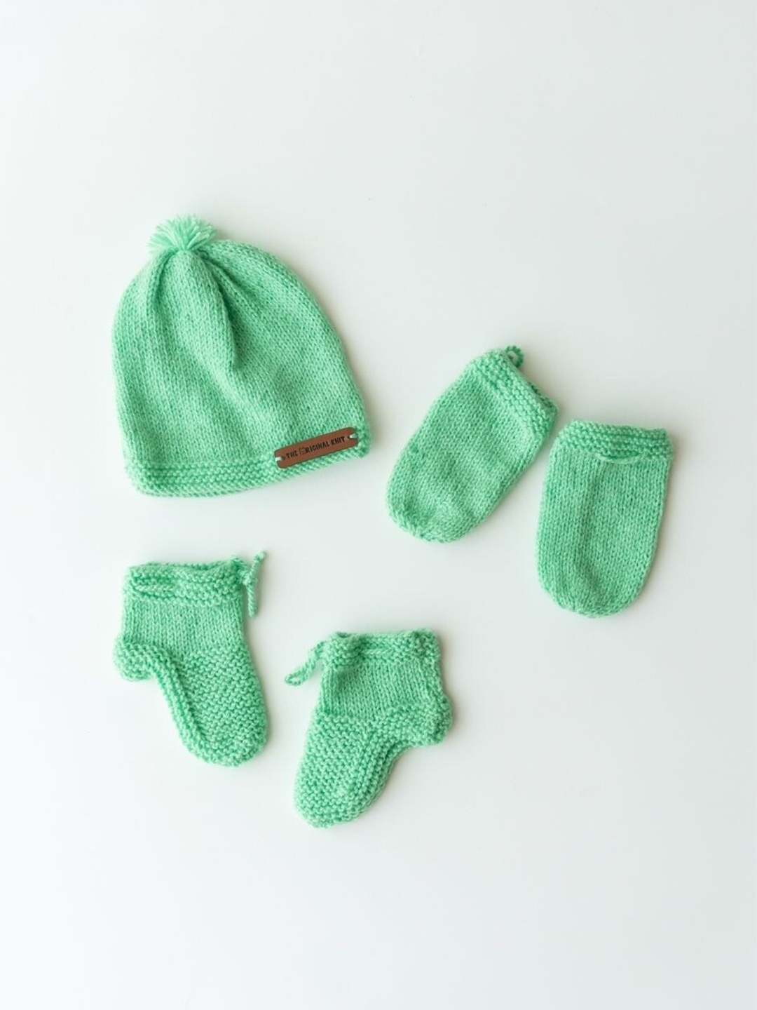 

The Original Knit Kids Acrylic Knitted Beanie With Socks & Mittens, Green