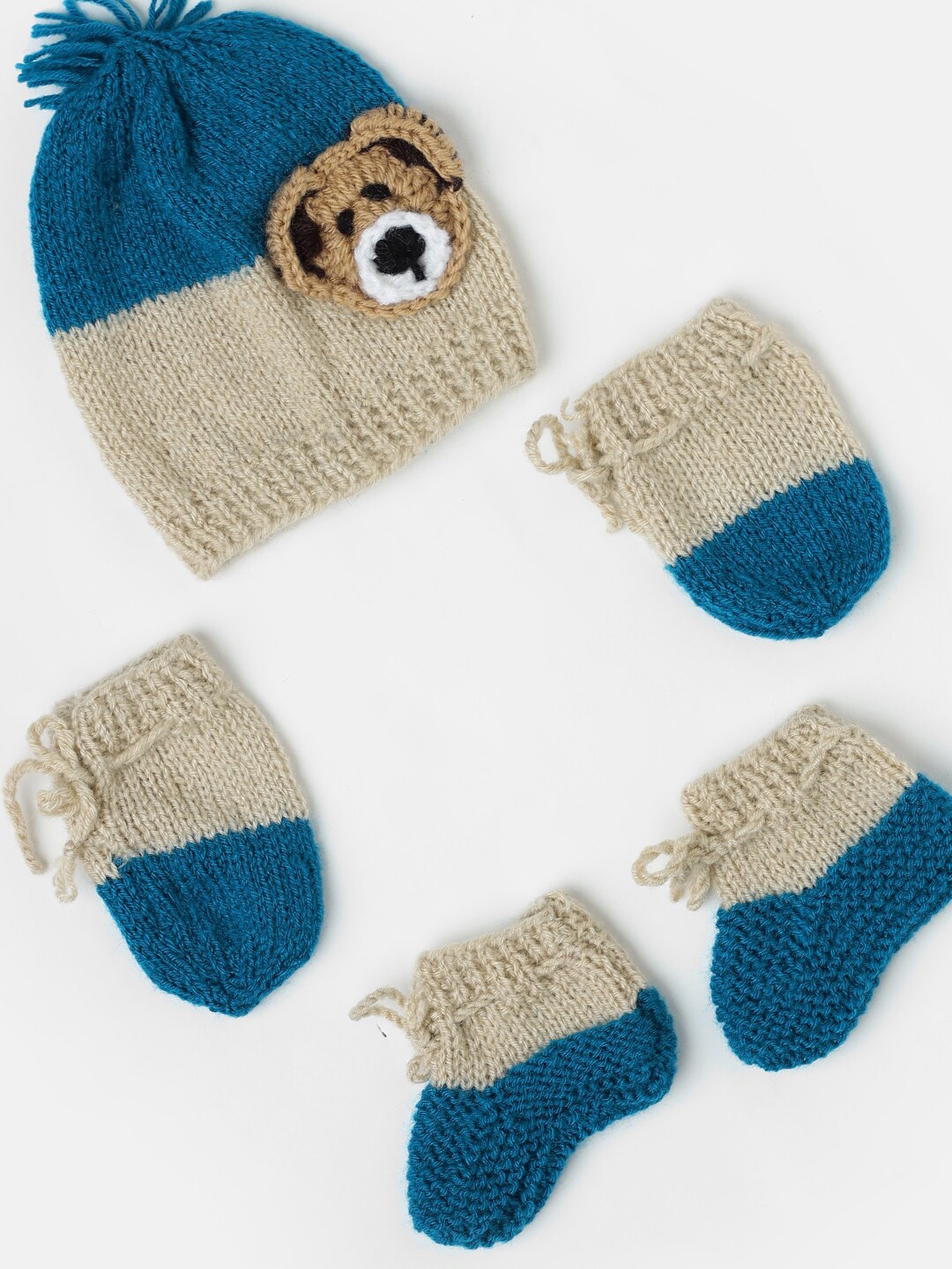 

The Original Knit Kids Acrylic Knitted Beanie With Socks & Mittens, Beige