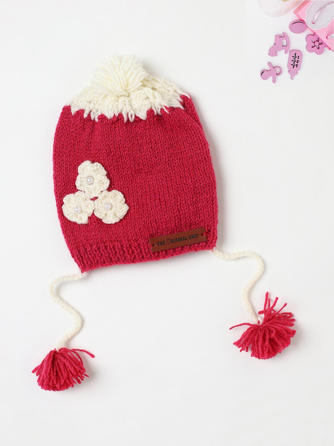 

The Original Knit Infants Self Design Acrylic Beanie, Pink
