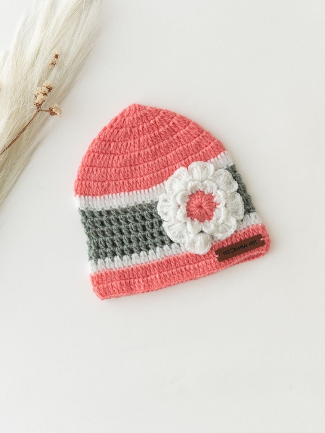 

The Original Knit Infants Self Design Acrylic Beanie, Pink