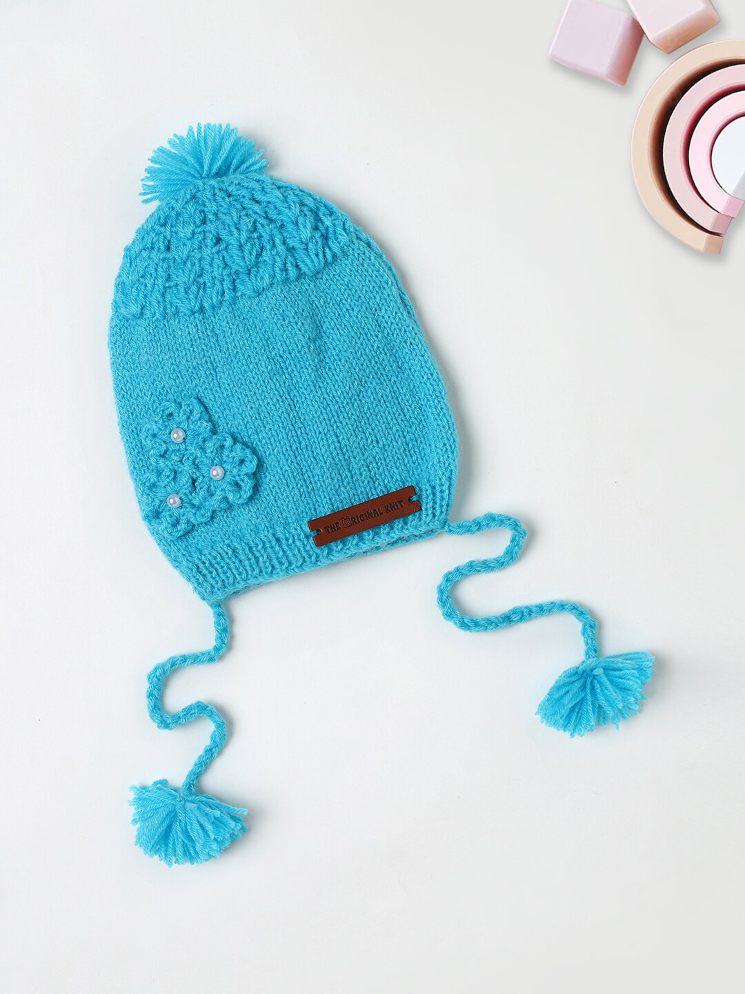 

The Original Knit Infants Self Design Embellished Acrylic Beanie Cap, Blue