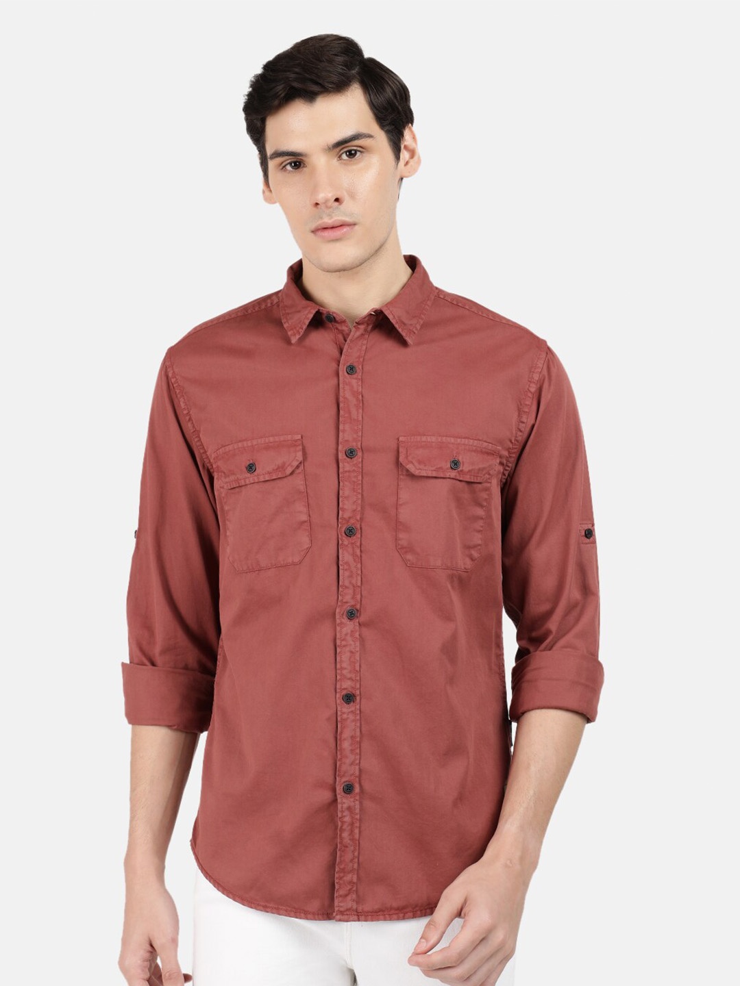 

Roadster Overdye Extra Soft Finish Pure Cotton Shirt, Red