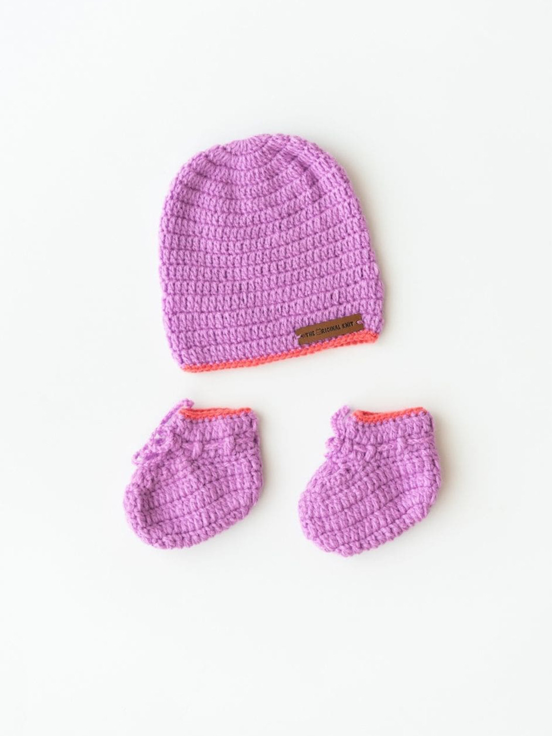 

The Original Knit Infants Self Design Beanie With Socks, Mauve