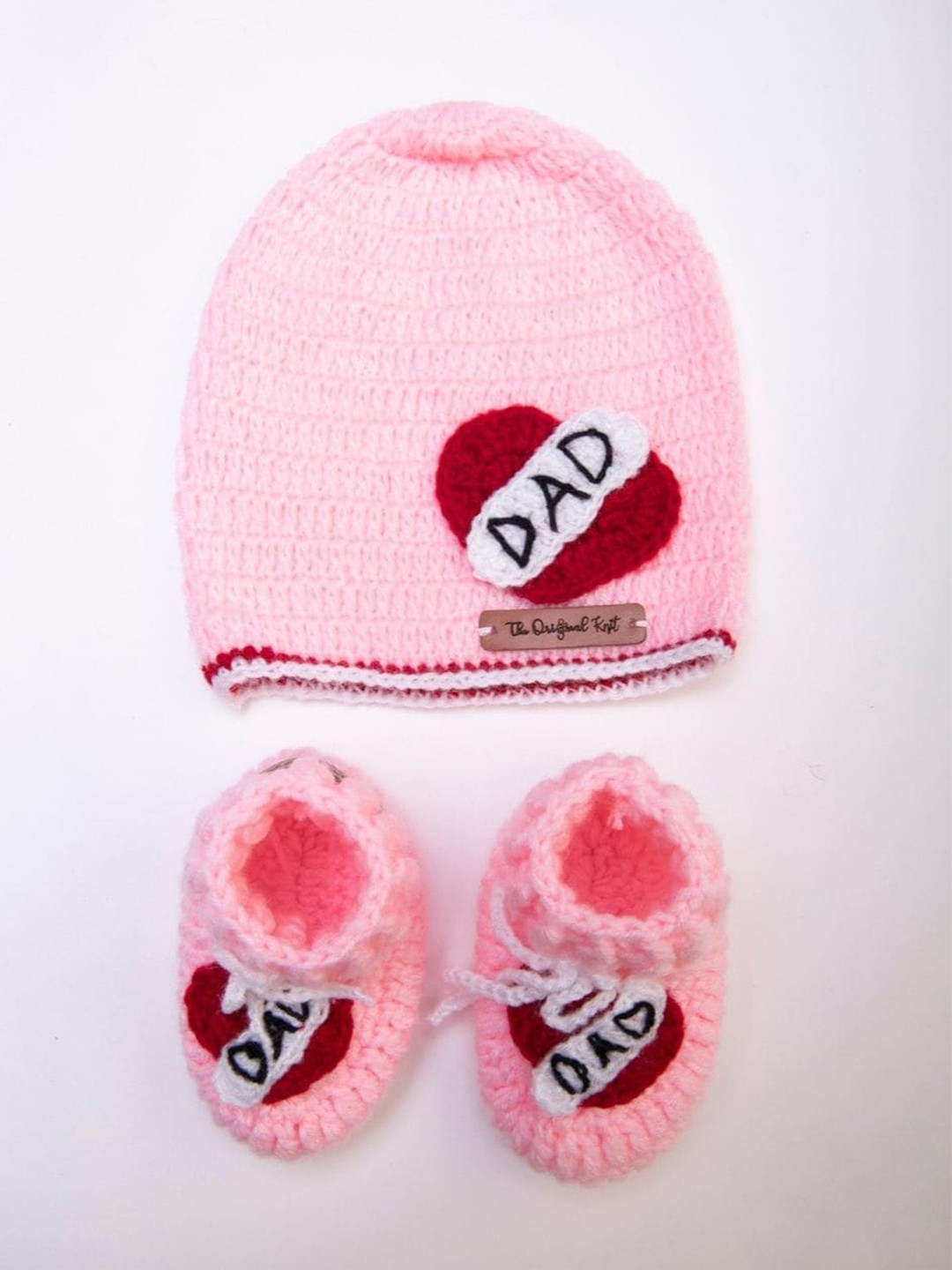 

The Original Knit Infant Kids Self Designed Acrylic Beanie With Socks, Pink