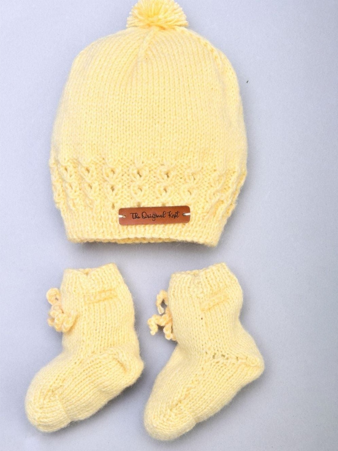

The Original Knit Infants Acrylic Beanie With Socks, Yellow