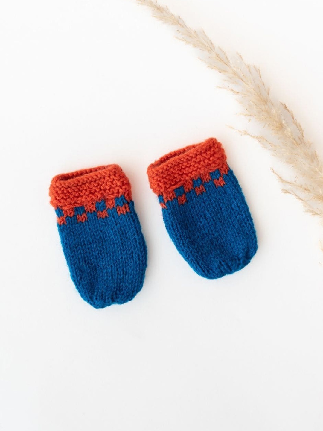 

The Original Knit Infant Kids Acrylic Self Design Mittens, Blue