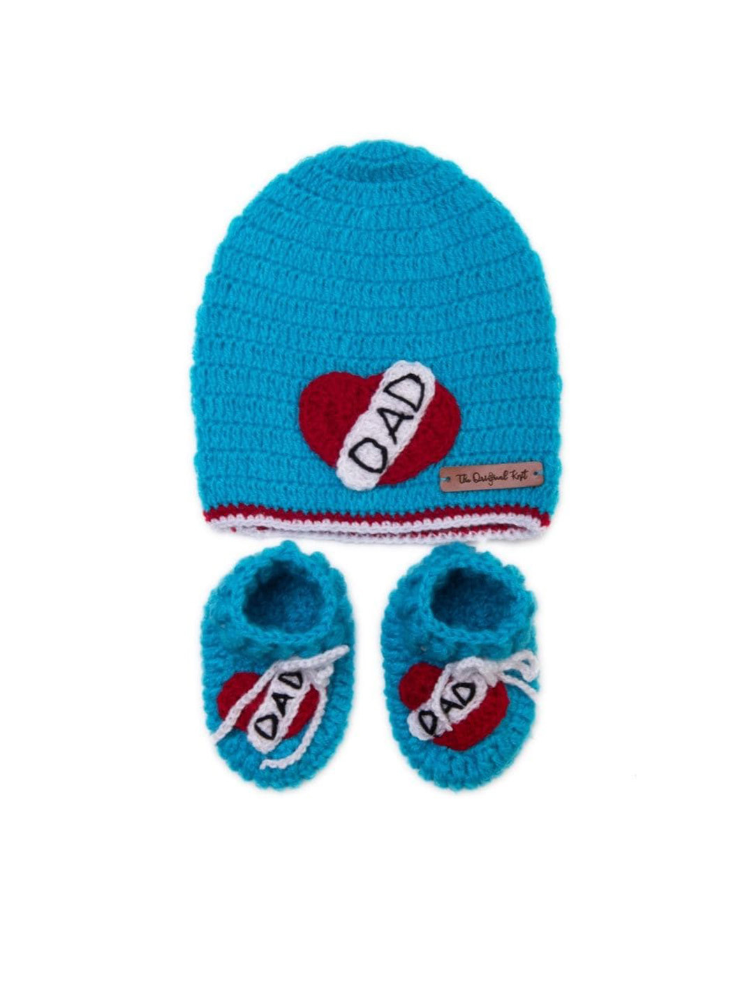 

The Original Knit Infants Self Design Acrylic Crochet Beanie Cap With Socks, Blue