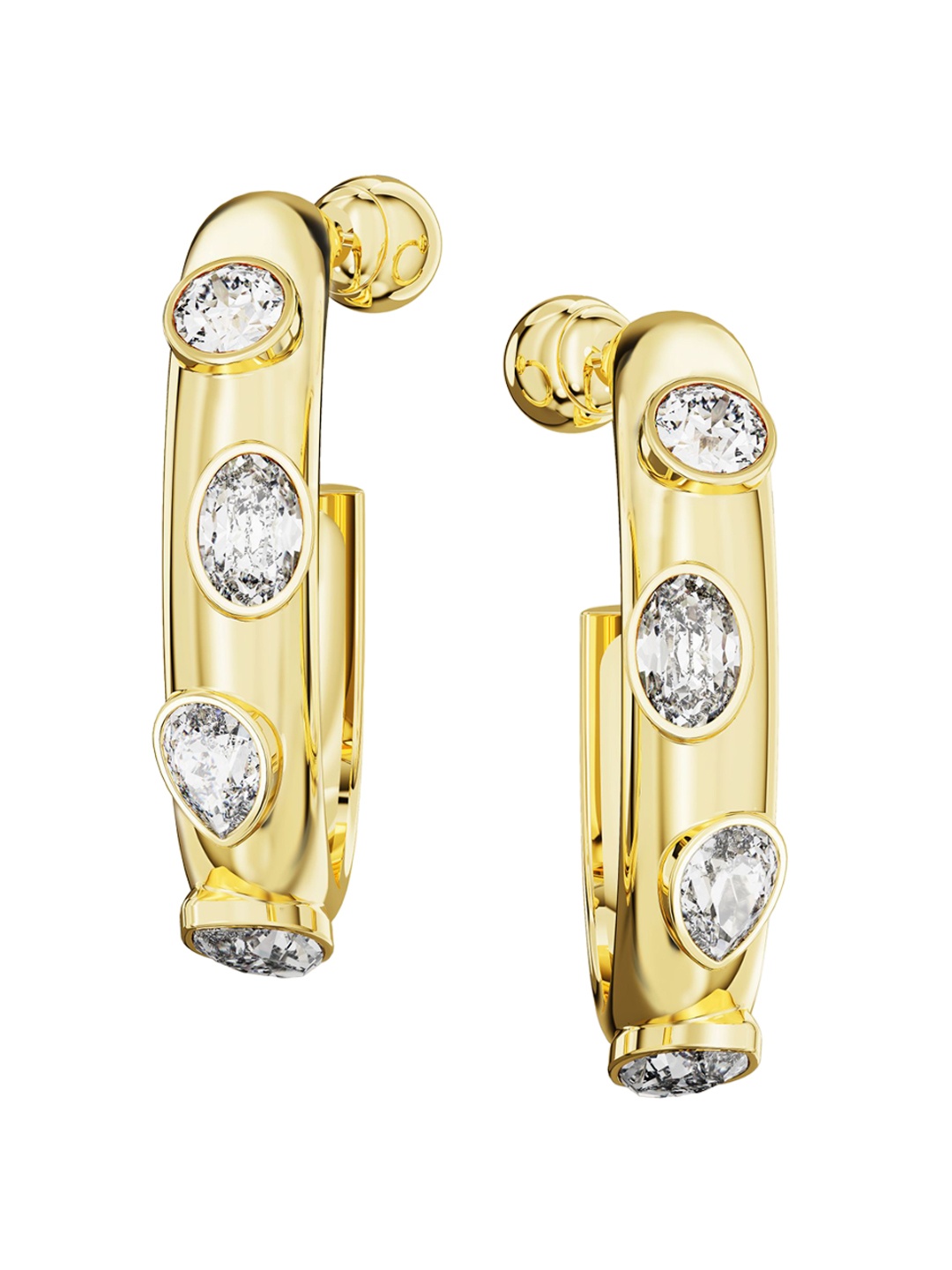 

SWAROVSKI Gold-Plated Crystals Studded Mixed Cuts Imber Hoop Earrings