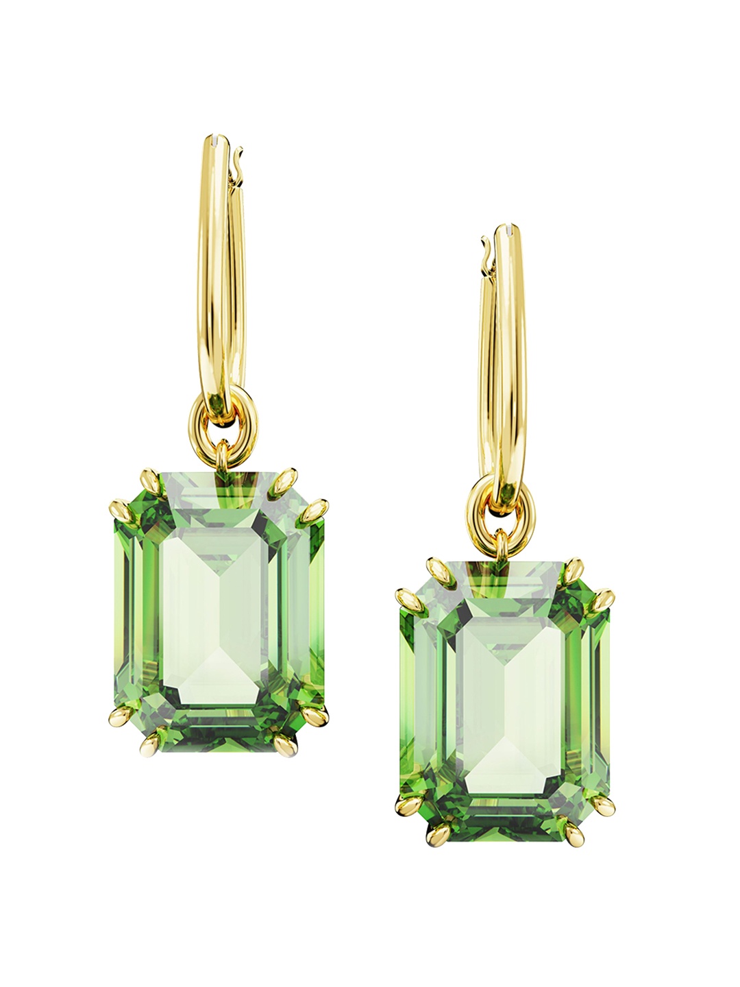 

SWAROVSKI Gold-Plated Crystals-Studded Contemporary Drop Earrings, Green
