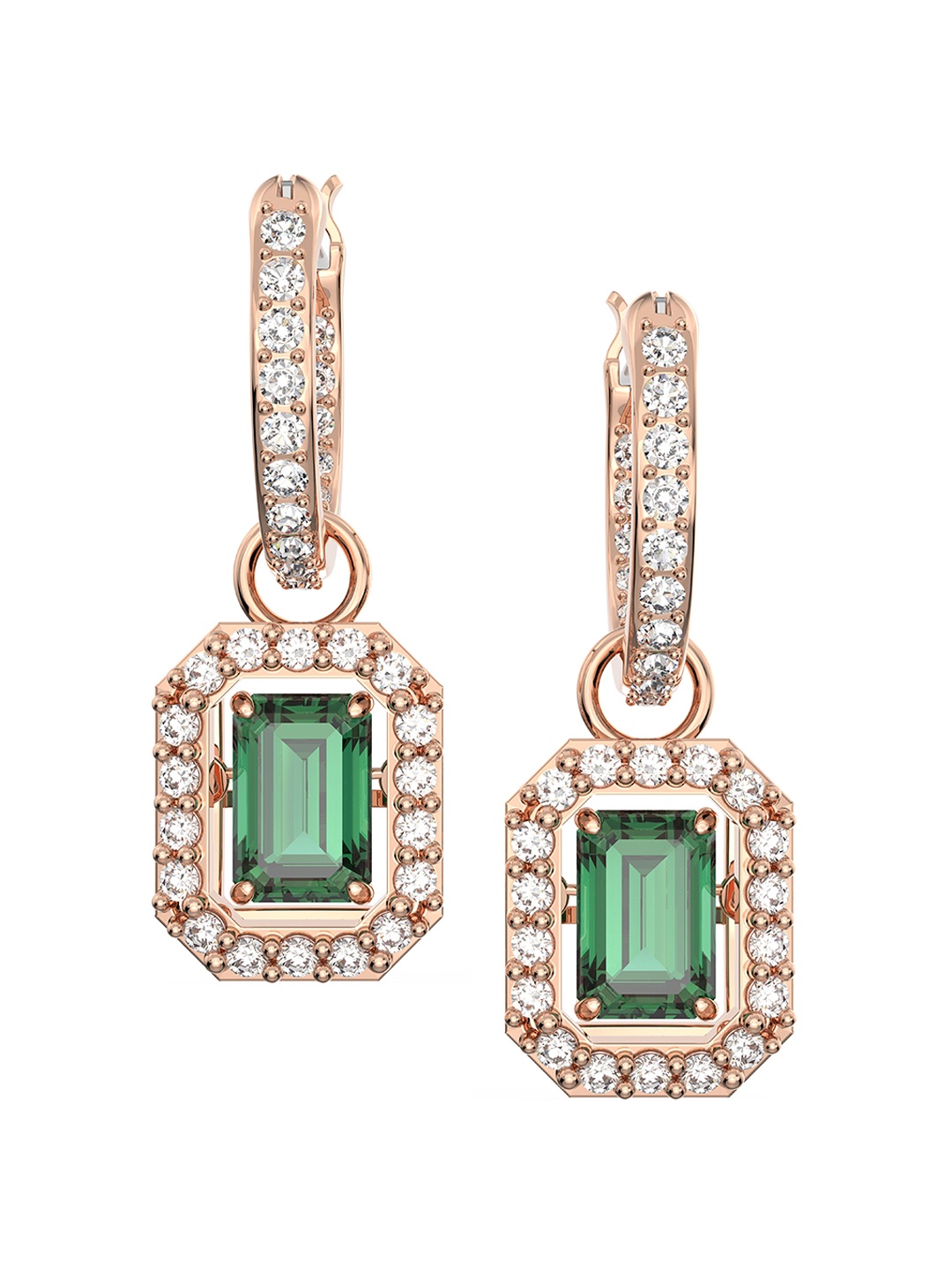 

SWAROVSKI Rose Gold-Plated Crystal Studded Earrings, Green