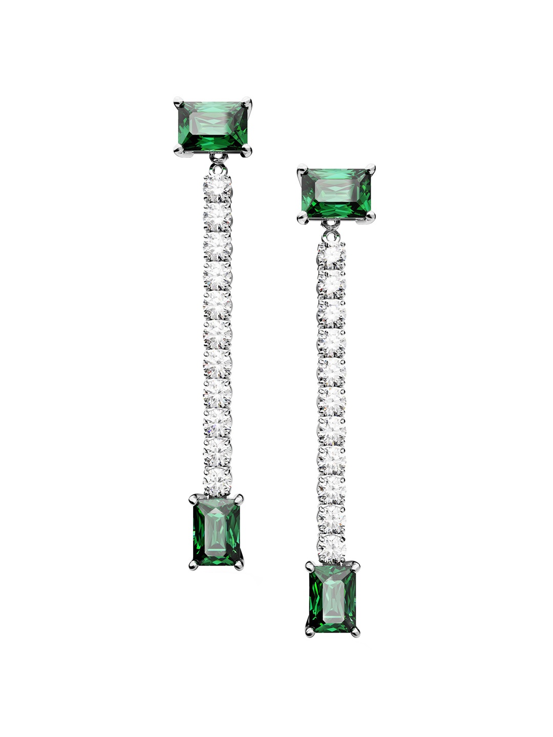

SWAROVSKI Rhodium-Plated Crystal Studded Earrings, Green