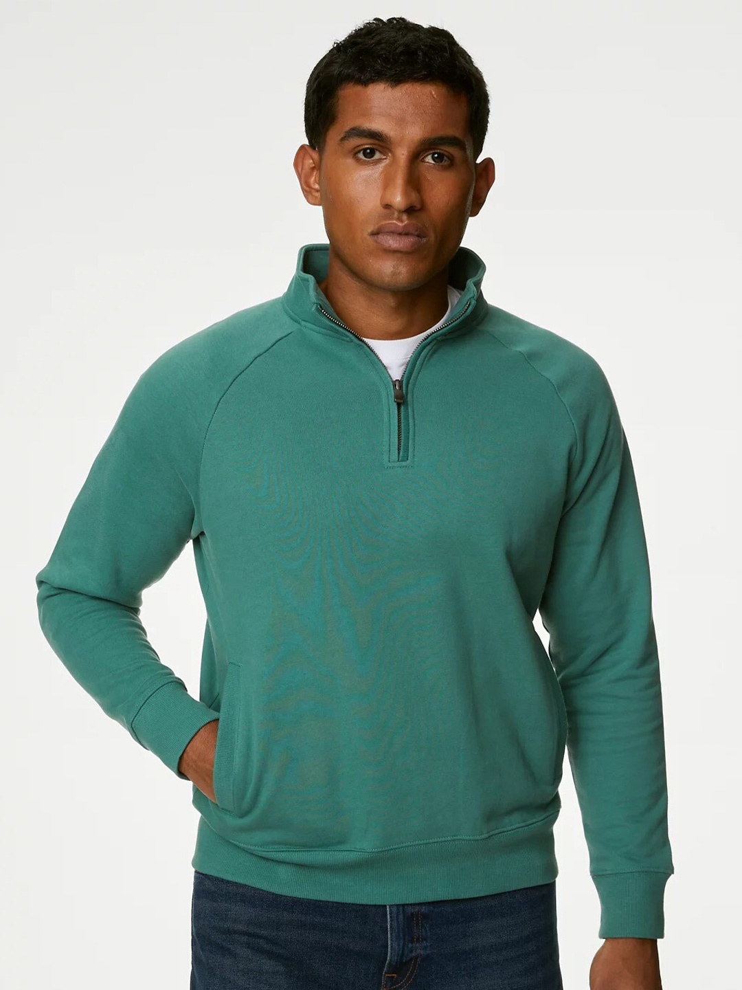 

Marks & Spencer High Neck Cotton Sweatshirt, Green