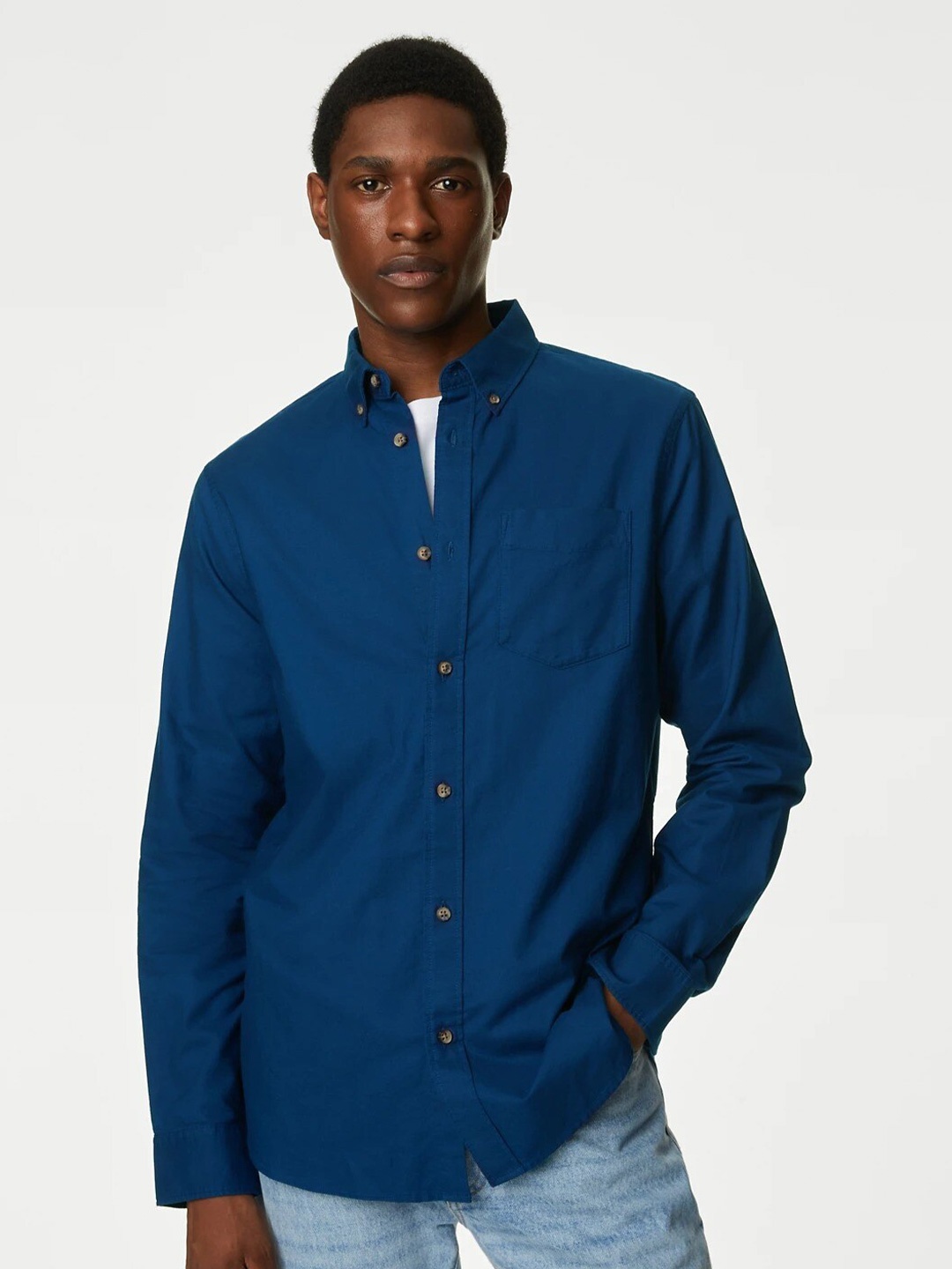 

Marks & Spencer Opaque Cotton Casual Shirt, Blue
