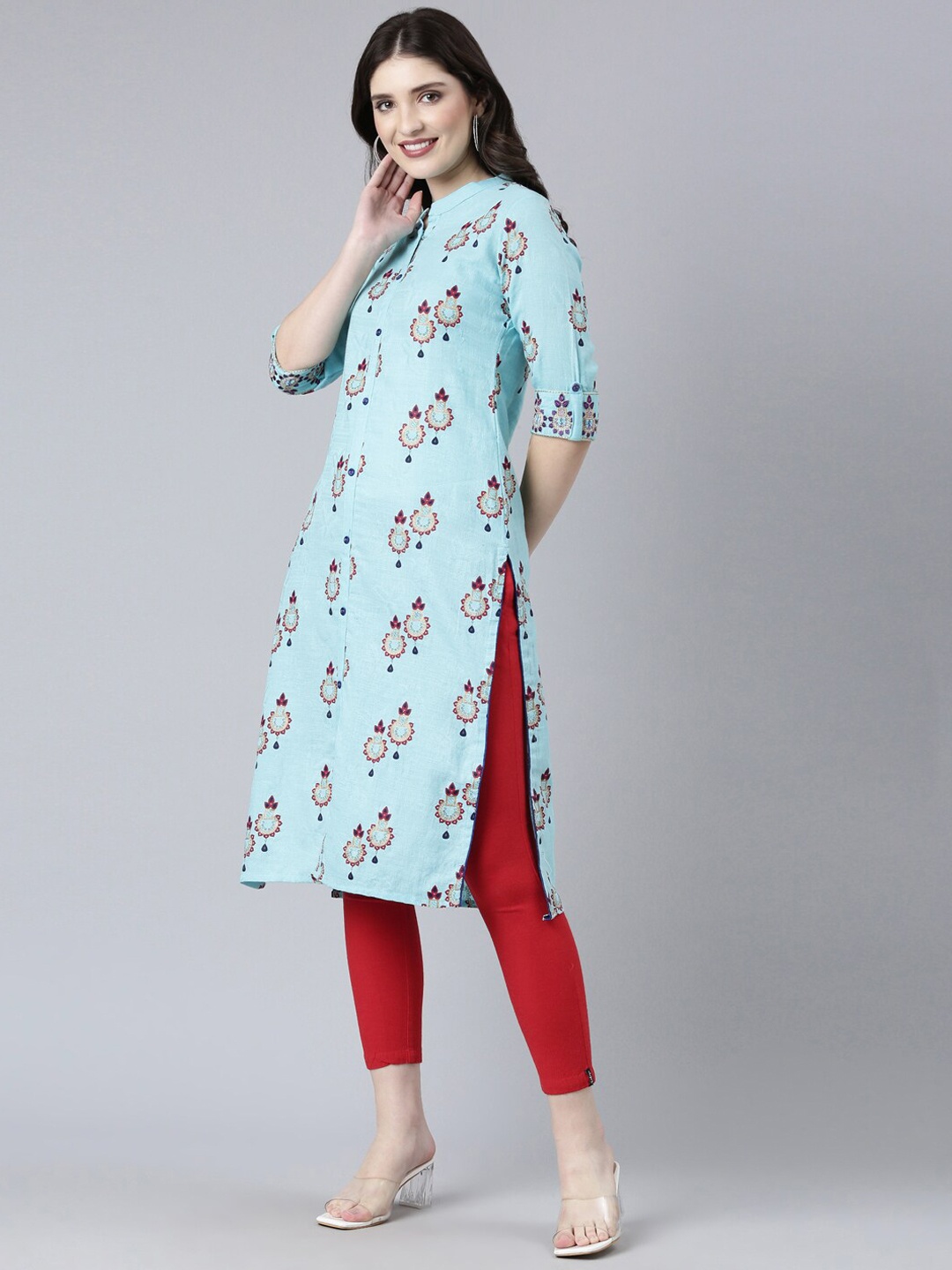 

Souchii Ethnic Motifs Printed Cotton Kurta, Blue