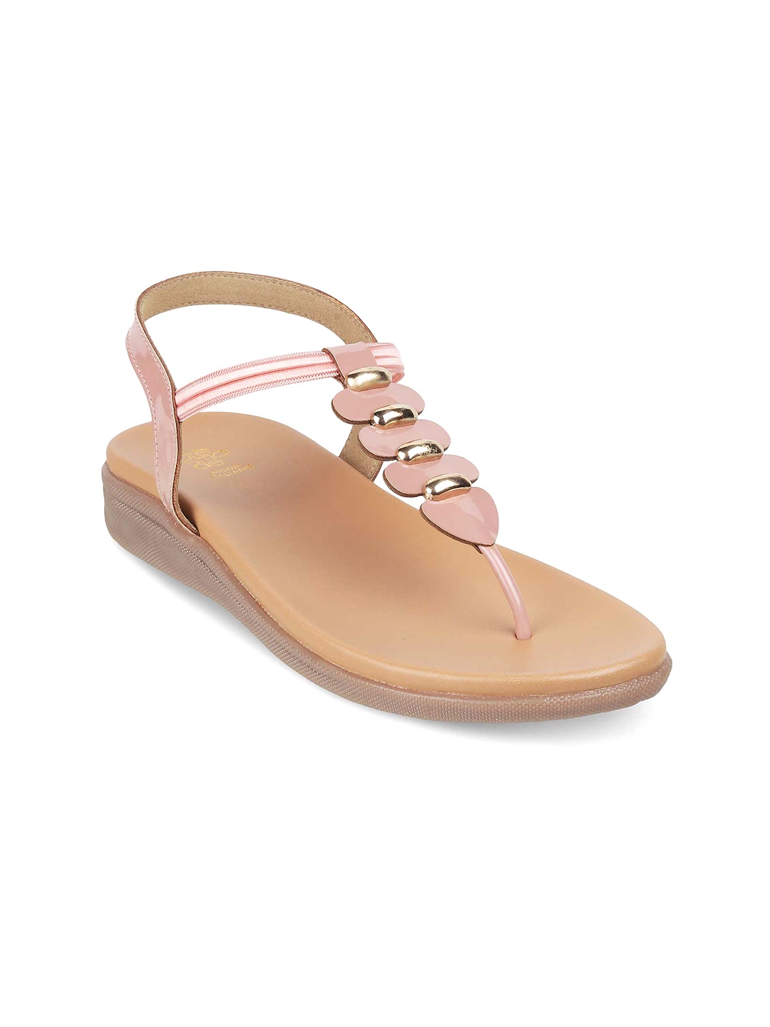 

Tresmode VELENCIA Embellished T-Strap Flats With Backstrap, Pink