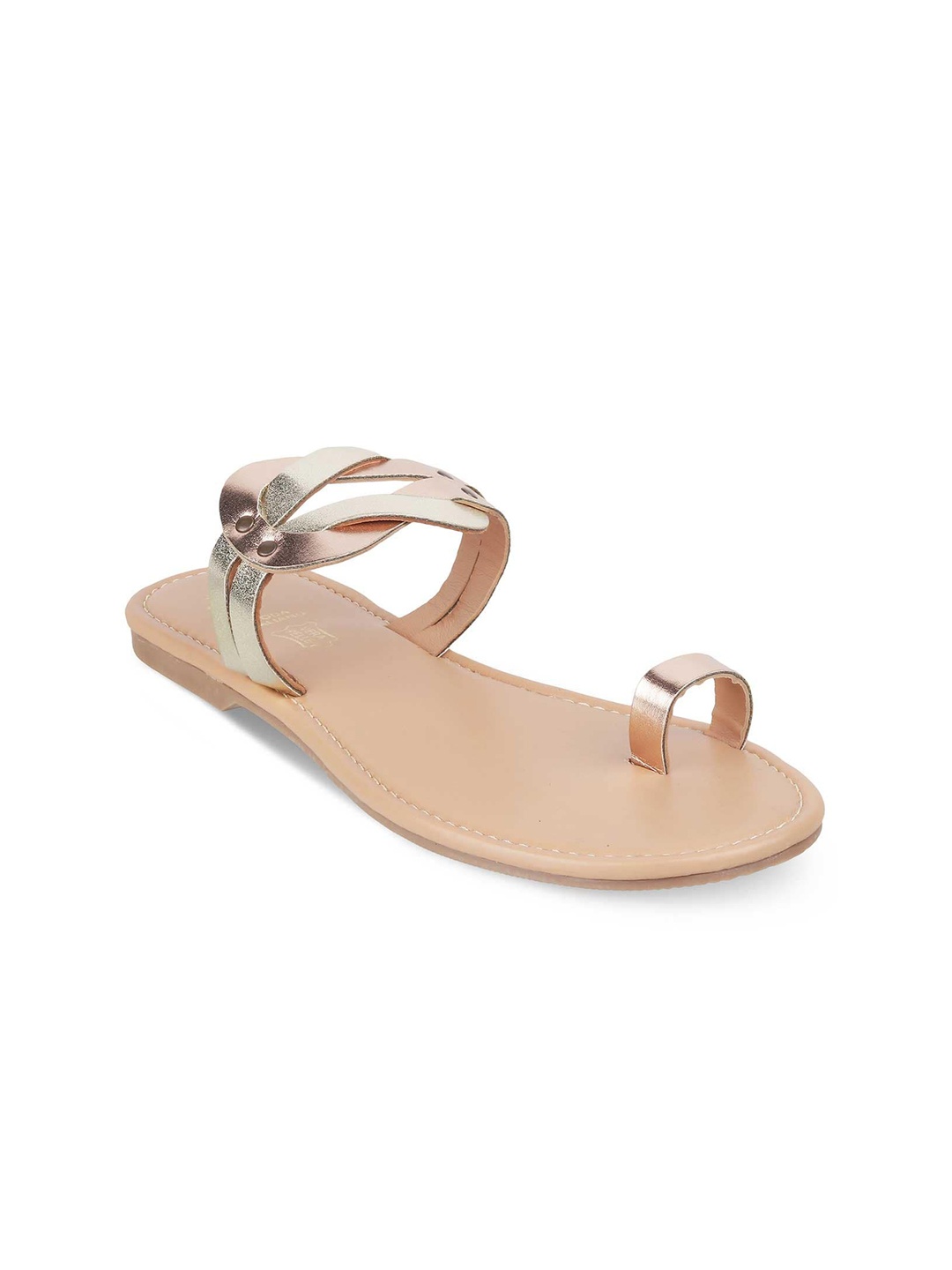 

Tresmode Strappy One Toe Flats, Champagne