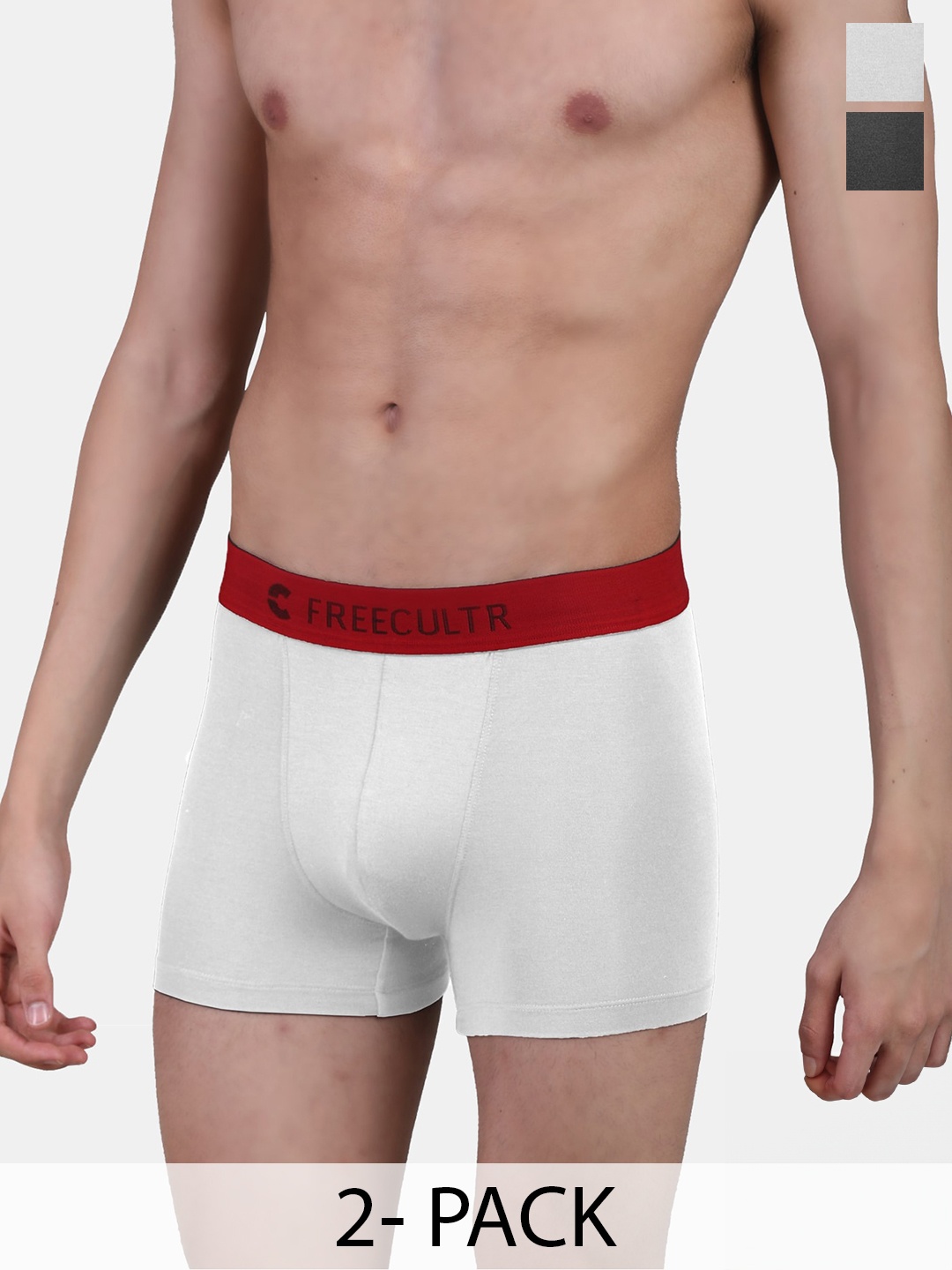 

FREECULTR Pack of 2 Anti Bacterial Micro Modal Airsoft Trunks, Grey