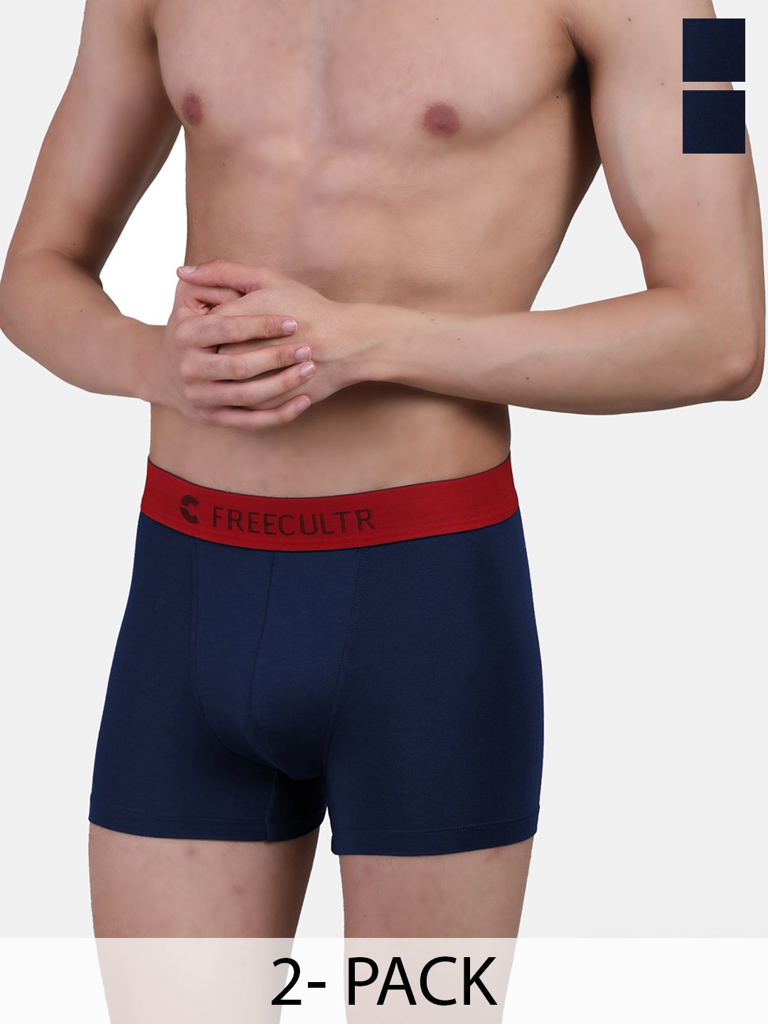 

FREECULTR Pack Of 2 Anti Bacterial Micro Modal Airsoft Trunks, Blue