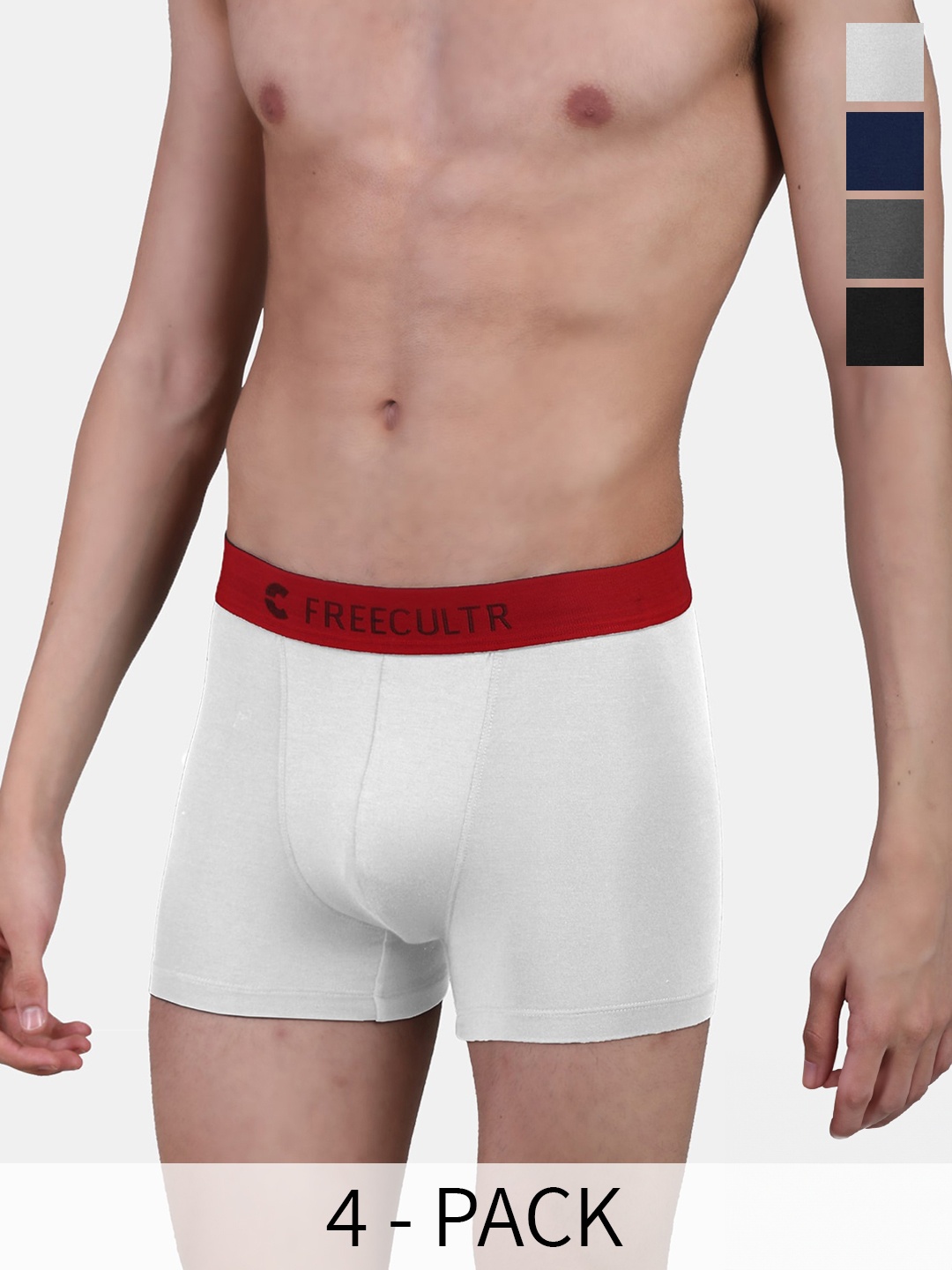 

FREECULTR Pack Of 4 Anti Bacterial Sweat Proof Trunks, Black