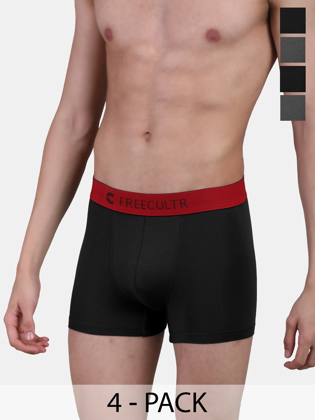 

FREECULTR Pack Of 4 Anti Bacterial Micro Modal Airsoft Trunks, Black