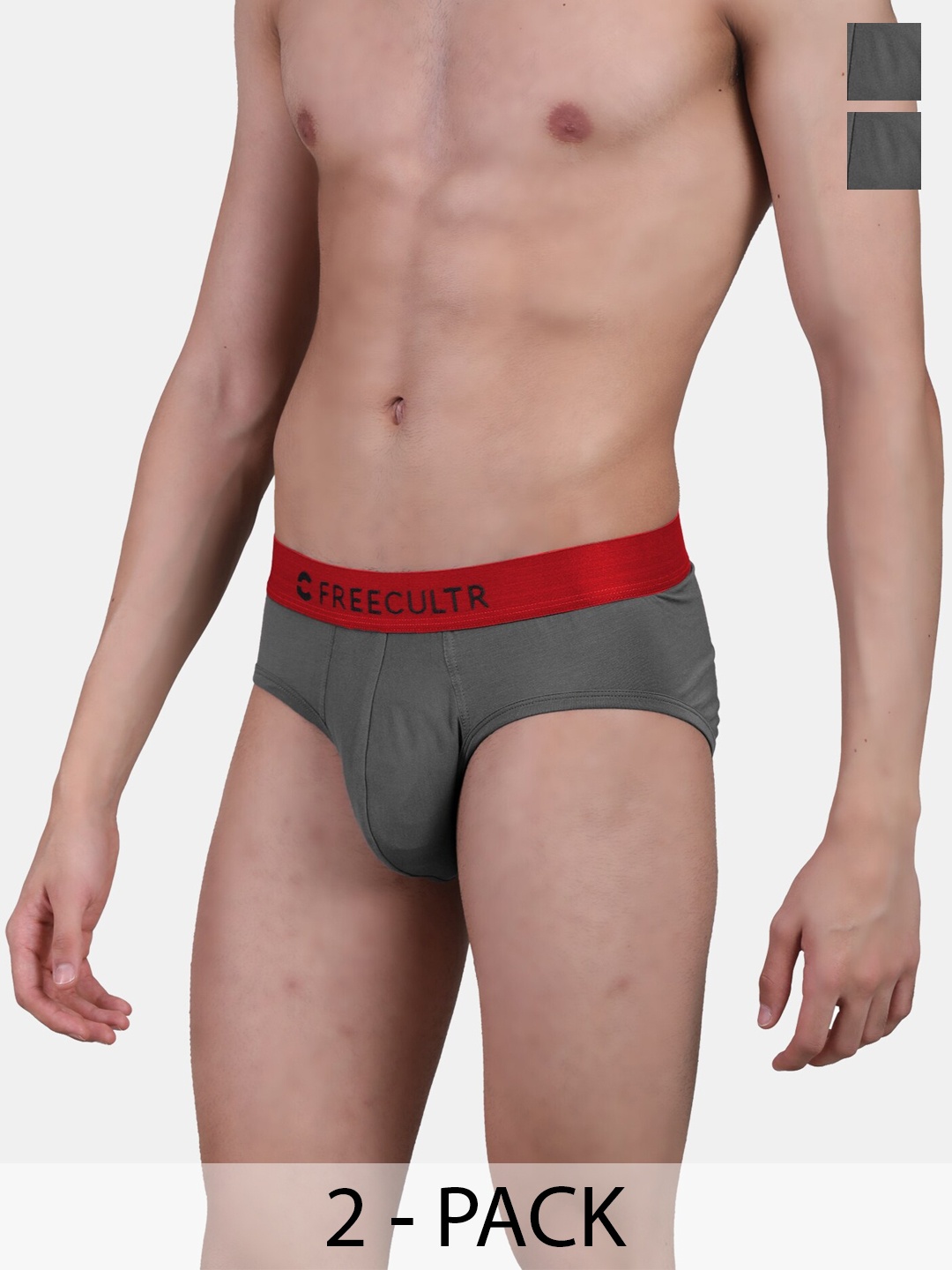 

FREECULTR Pack of 2 Anti Bacterial Micro Modal Airsoft Basic Briefs, Grey
