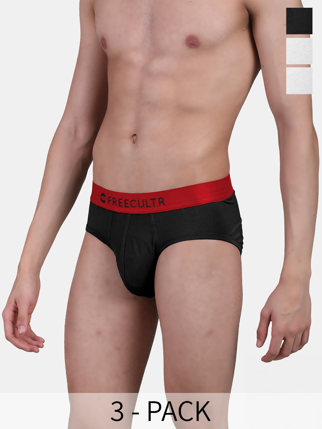 

FREECULTR Pack Of 3 Anti Bacterial Micro Modal Airsoft Briefs, Black