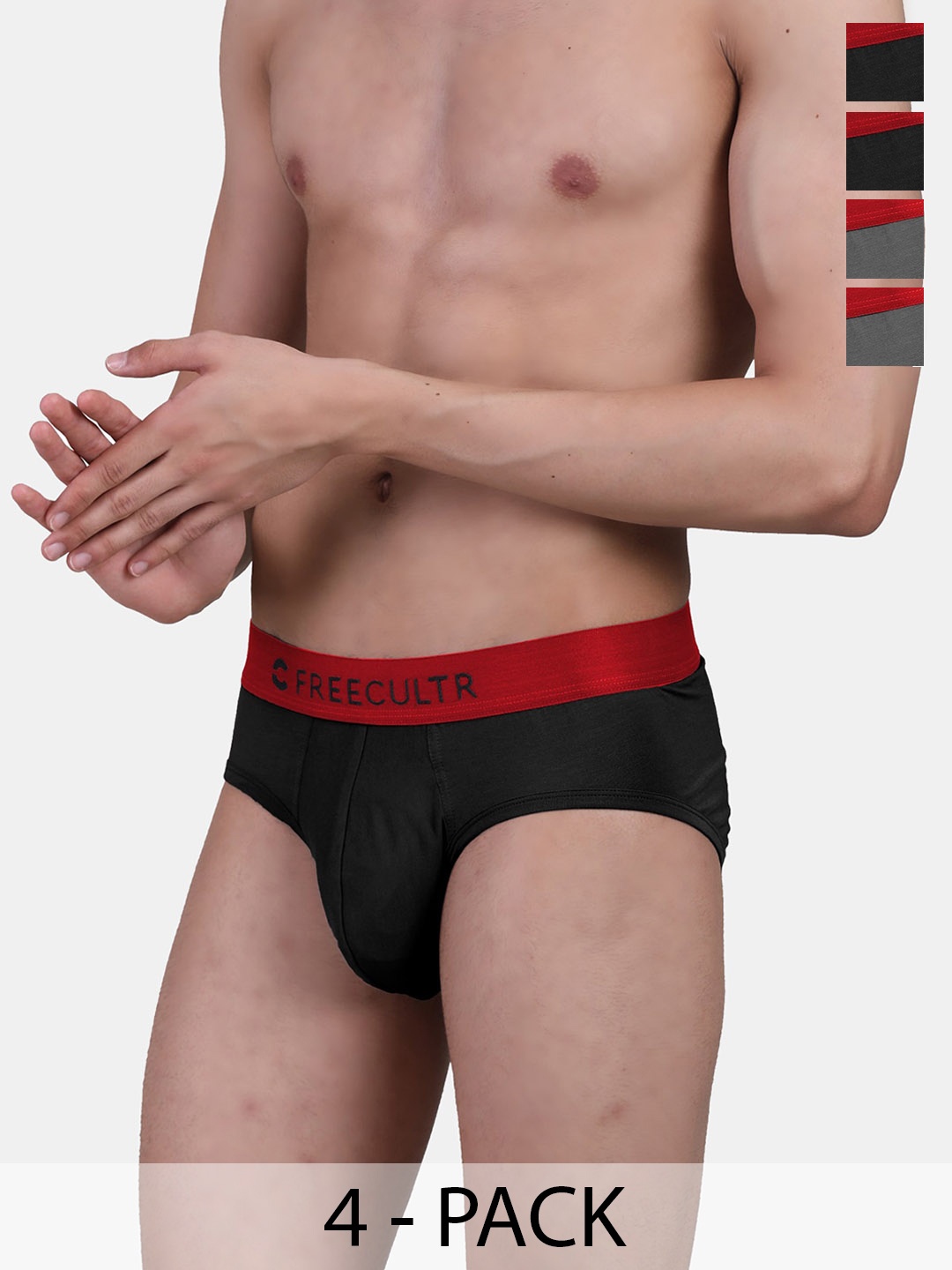 

FREECULTR Pack Of 4 Anti Bacterial Micro Modal Airsoft Briefs, Black
