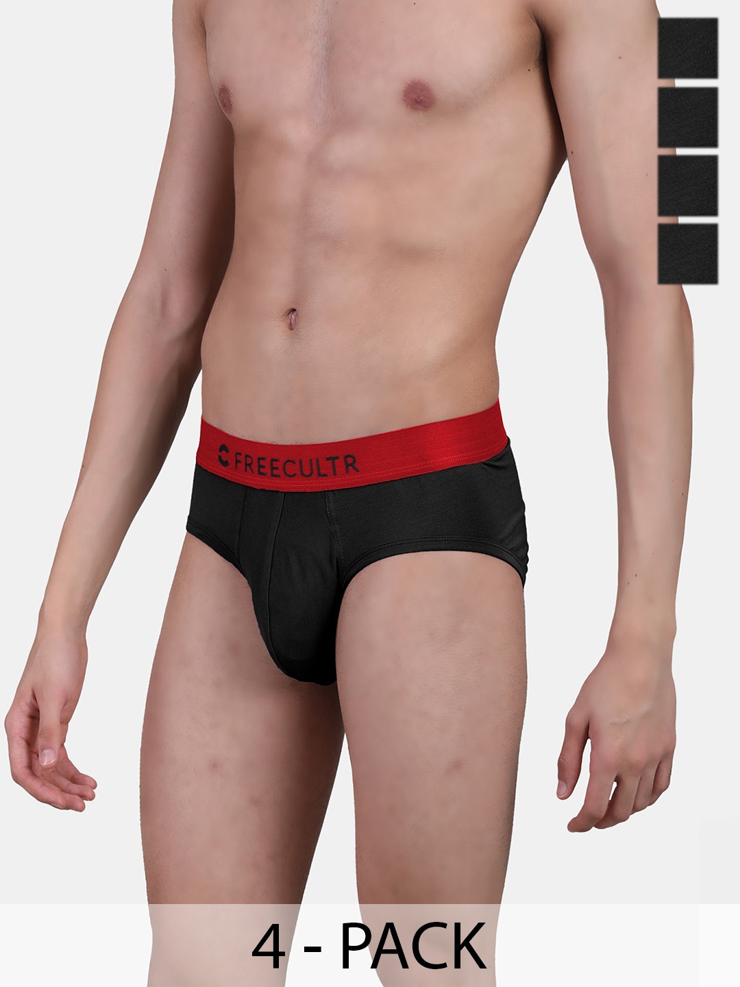 

FREECULTR Pack Of 4 Anti Bacterial Micro Modal Airsoft Briefs, Black