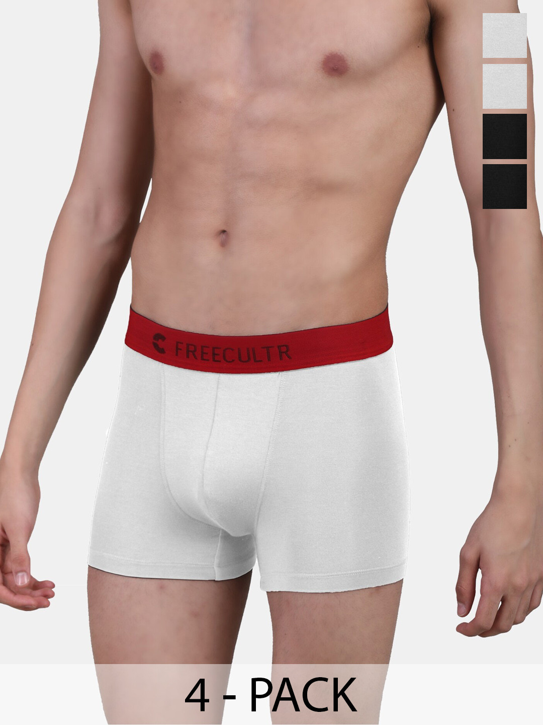 

FREECULTR Pack of 4 Anti Bacterial Micro Modal Airsoft Trunks, Black