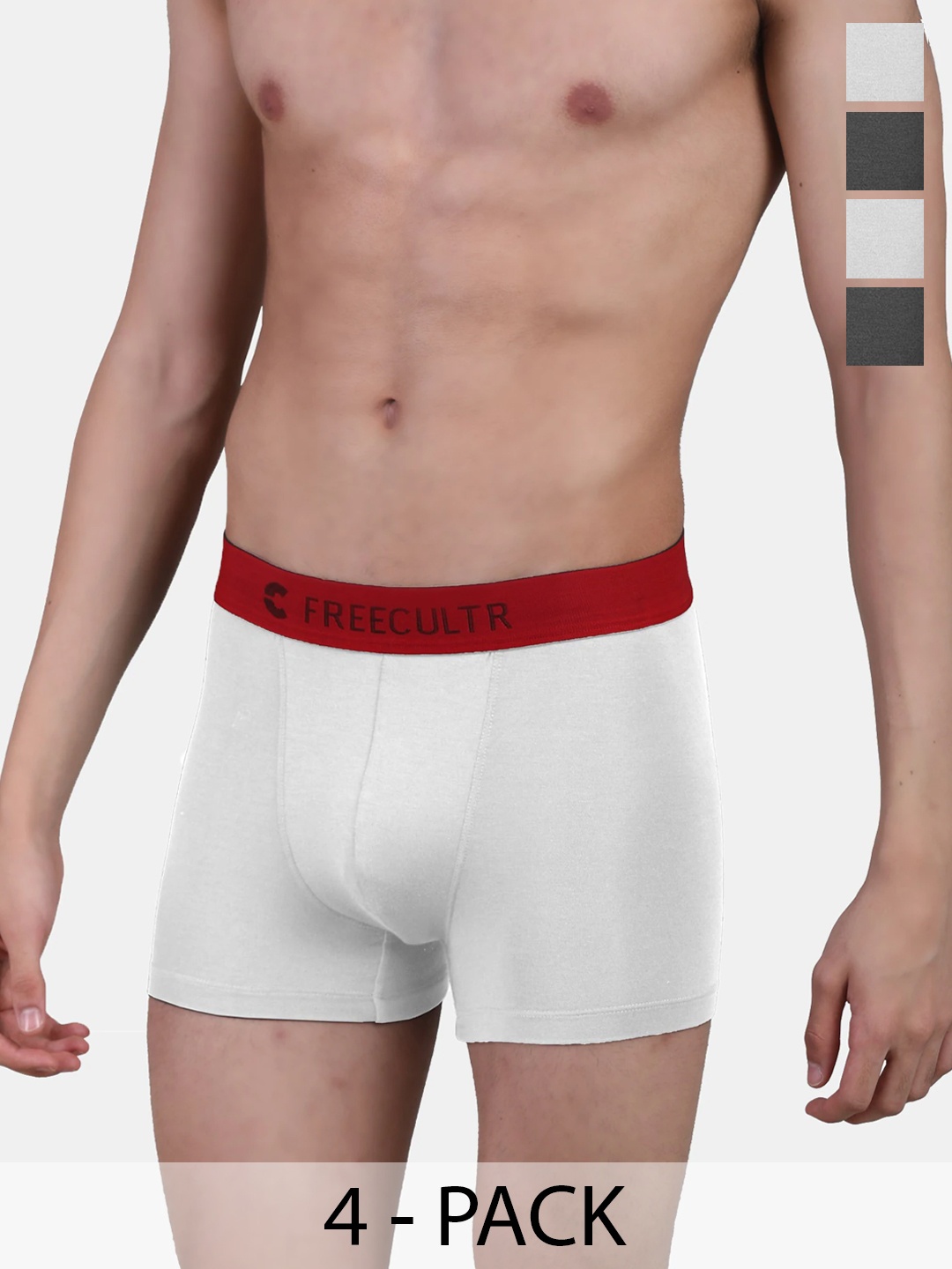 

FREECULTR Pack of 4 Anti Bacterial Micro Modal Airsoft Trunks, White