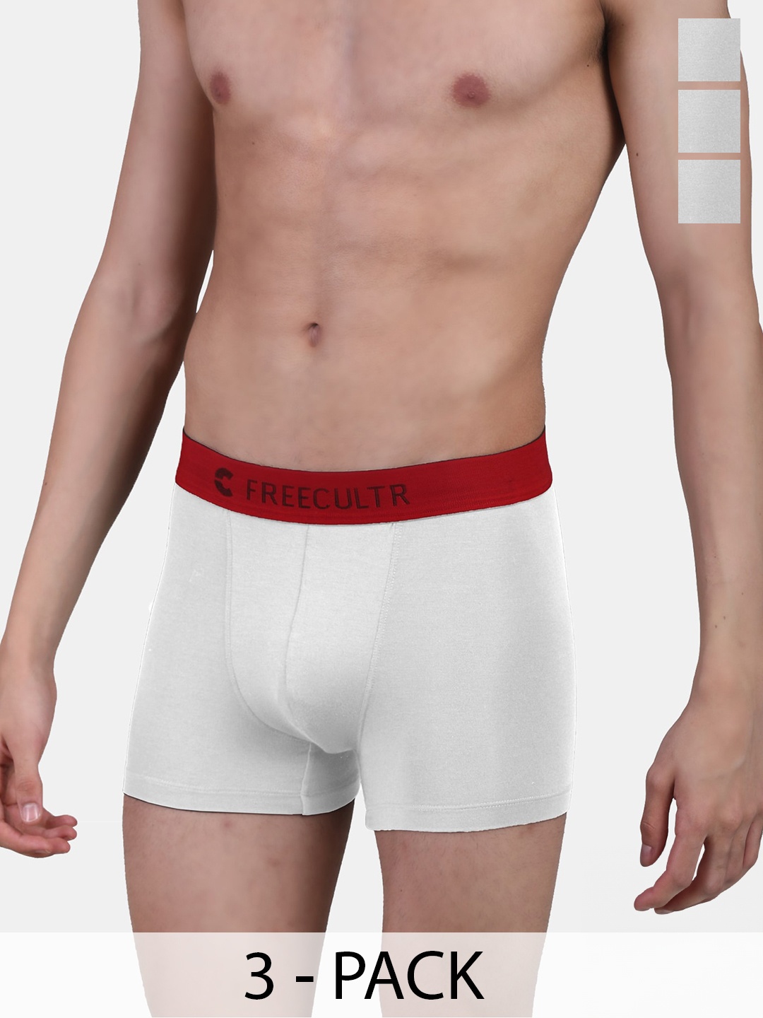 

FREECULTR Pack of 3 Anti Bacterial Micro Modal Airsoft Trunks, White