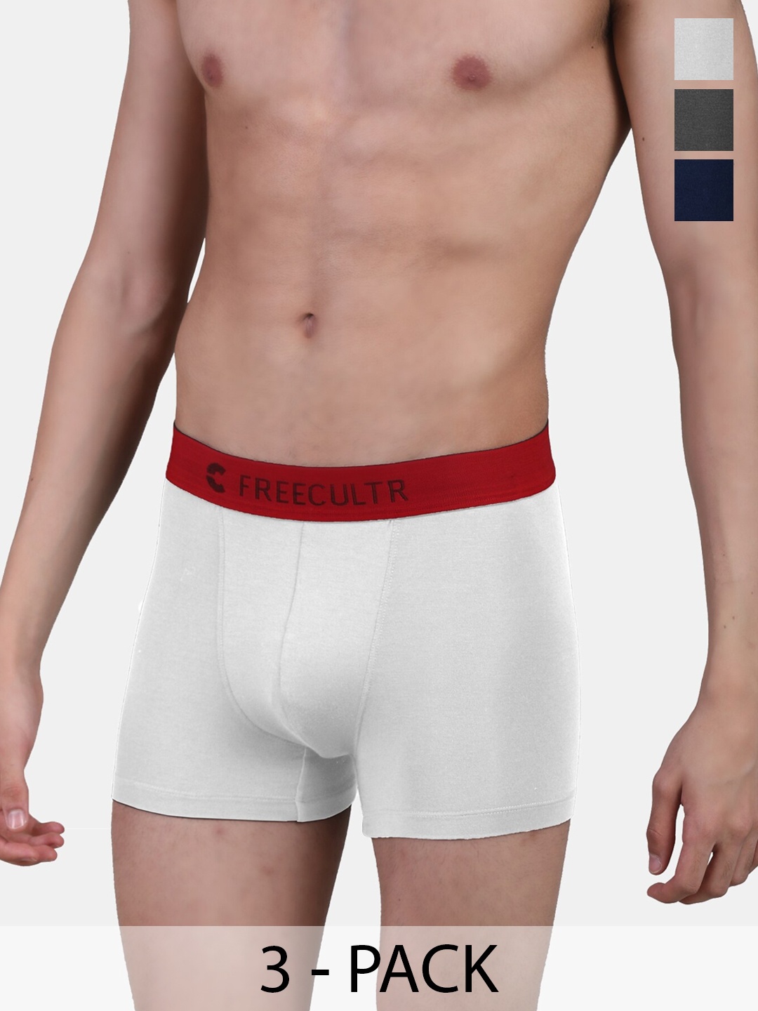 

FREECULTR Pack of 3 Anti Bacterial Trunks, White