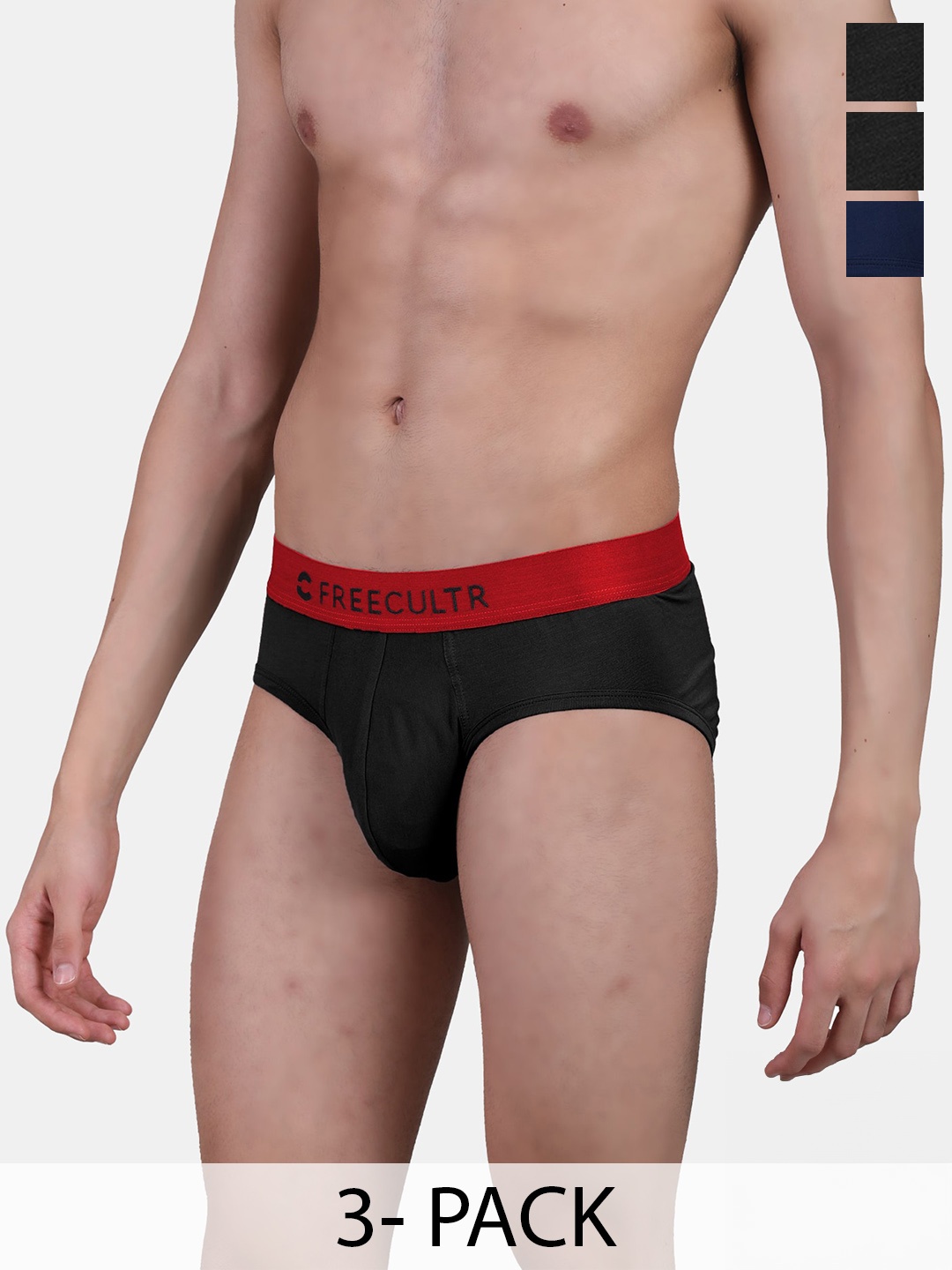 

FREECULTR Pack of 3 Anti Bacterial Micro Modal Airsoft Briefs, Black