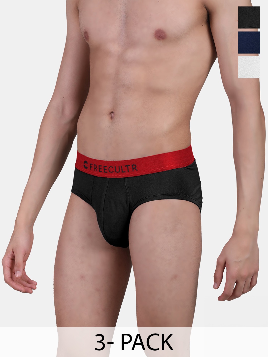 

FREECULTR Pack of 3 Anti Bacterial Micro Modal Airsoft Briefs, Black