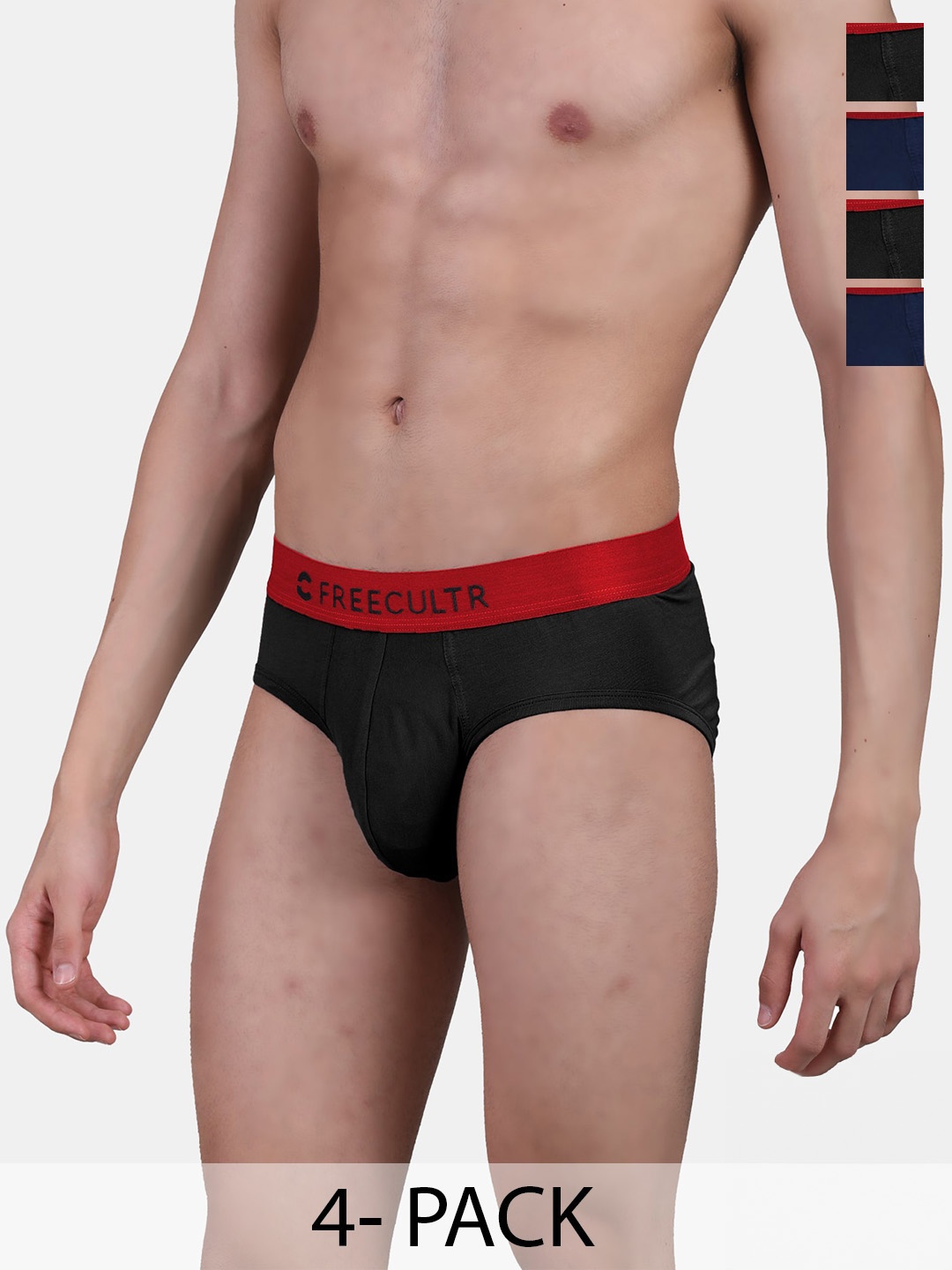 

FREECULTR Pack of 4 Anti Bacterial Micro Modal Airsoft Briefs, Blue