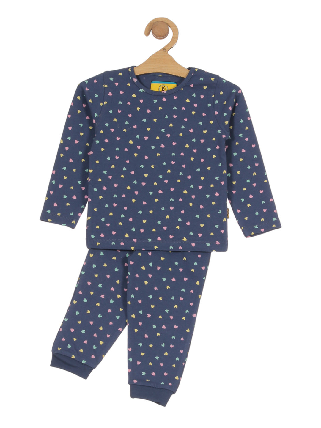 

Lil Lollipop Kids Graphic Printed Pure Cotton Night Suit, Navy blue