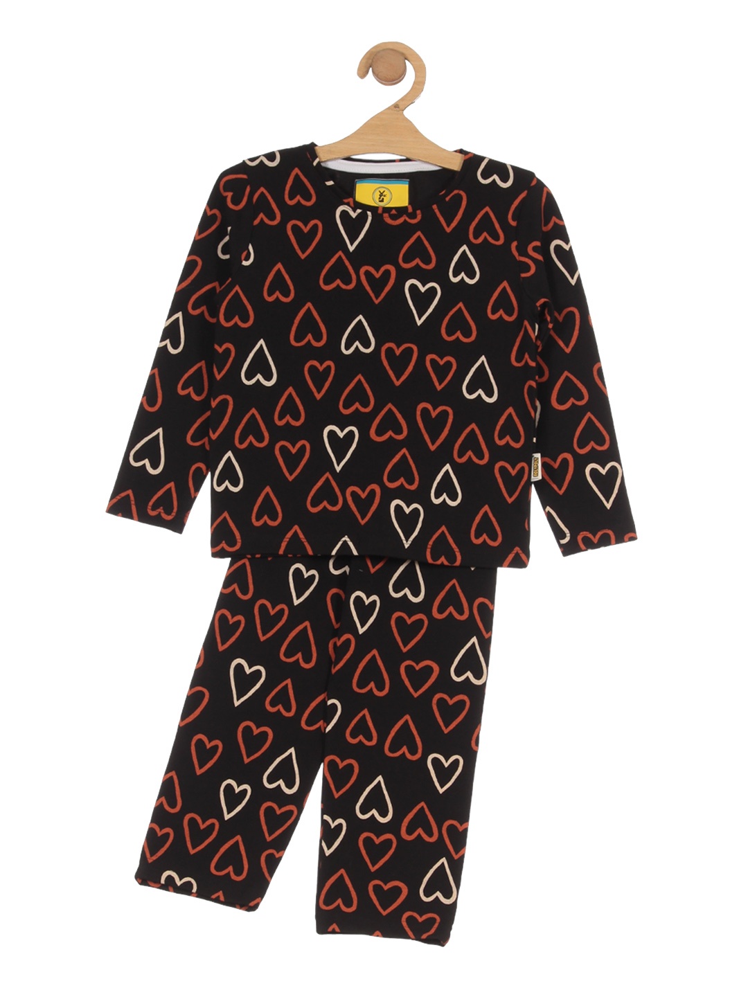 

Lil Lollipop Kids Graphic Printed Pure Cotton Night Suit, Black
