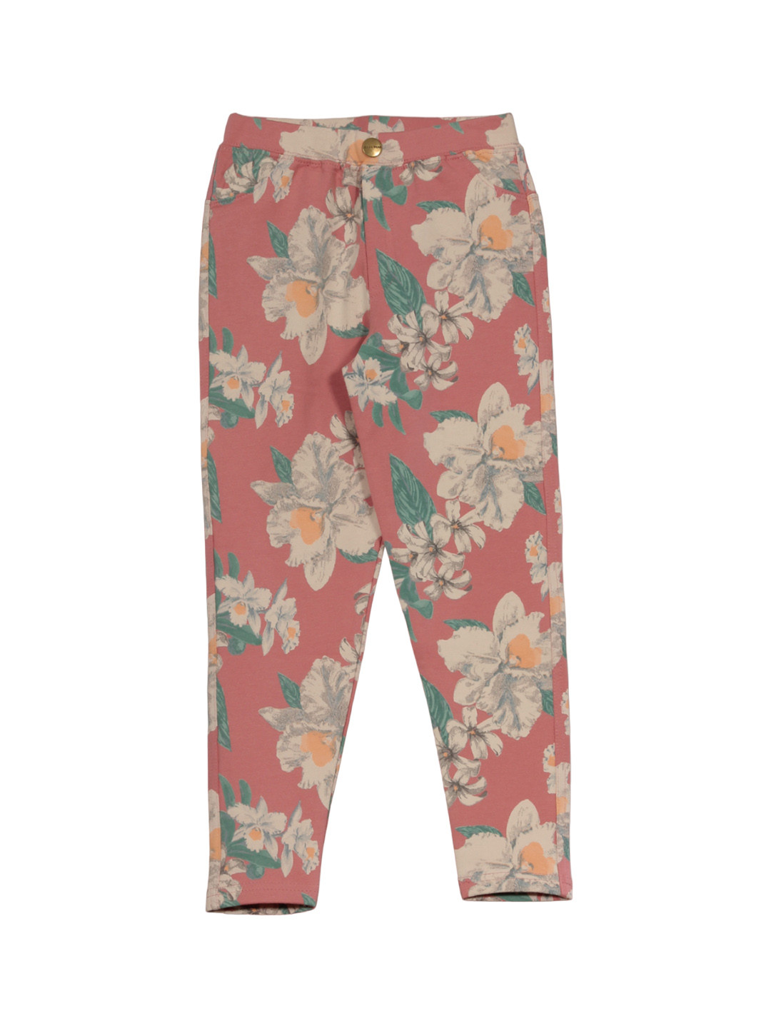 

Lil Lollipop Girls Floral Printed Cotton Trousers, Peach