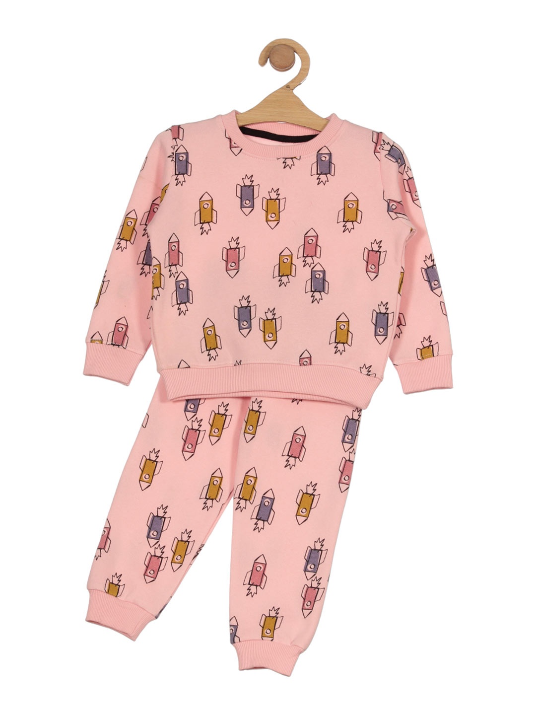 

Lil Lollipop Kids Conversational Printed Pure Cotton T-shirt with Trousers, Pink