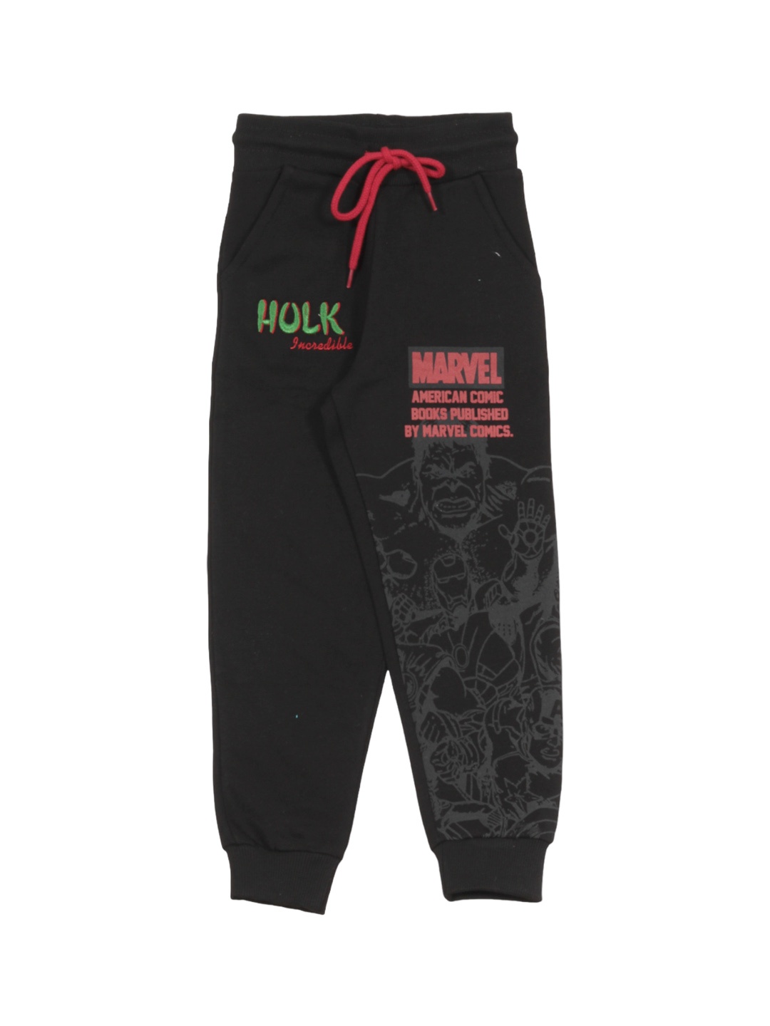 

Lil Lollipop Kids Marvel Printed Mid-Rise Joggers, Black