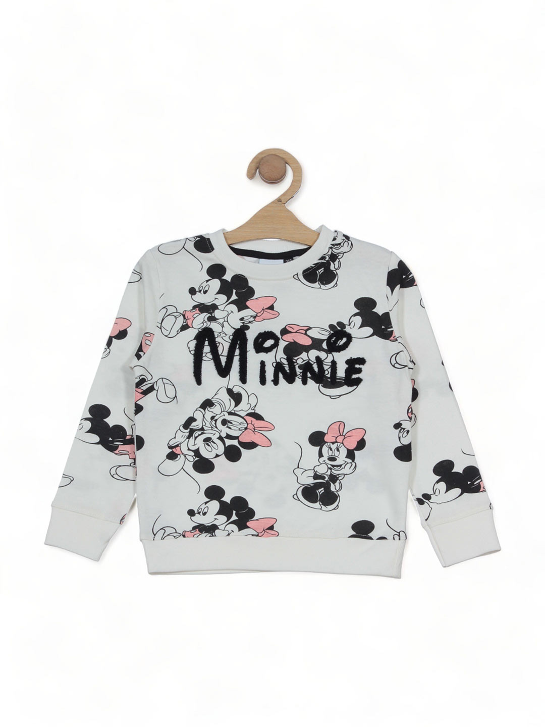 

Lil Lollipop Kids Mickey & Minnie Printed Cotton Sweatshirt, Cream